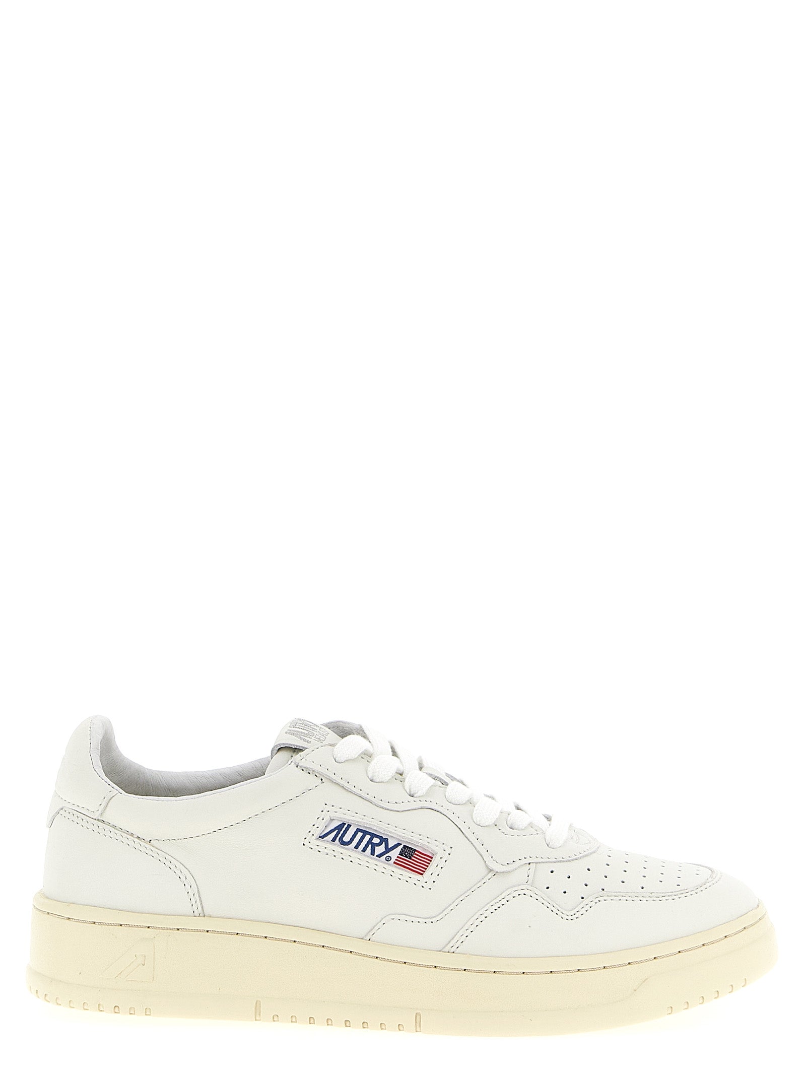 Autry White Goatskin Medalist Low Sneakers Curated Luxury Accessories by Orvyn