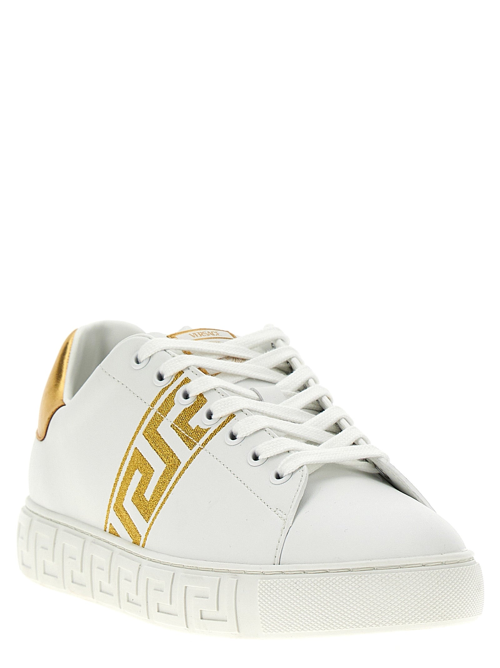 Versace Gold Polyamide Low Top Sneakers Curated Luxury Accessories by Orvyn