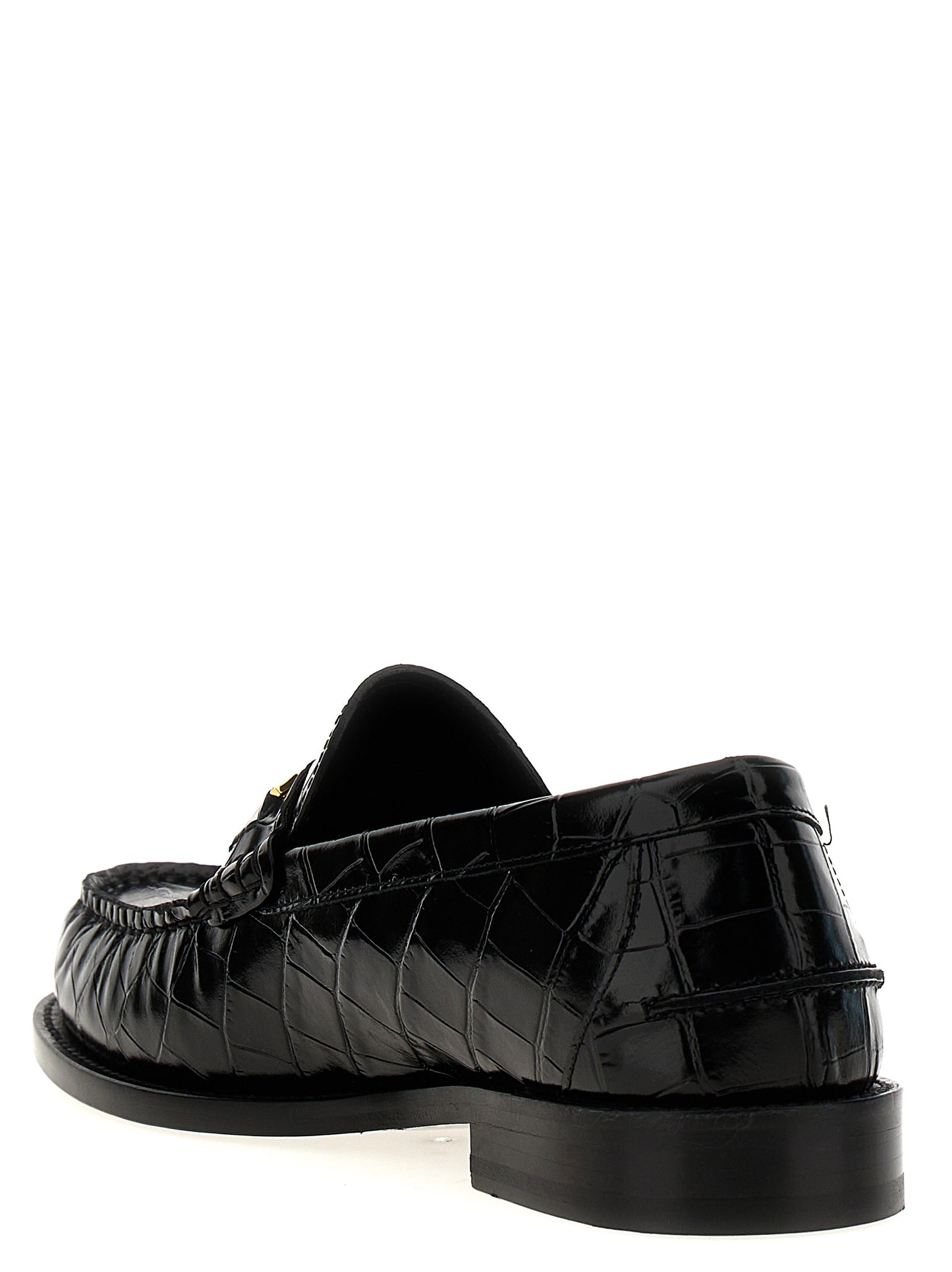 Versace Black Velvet Leather Slip-On Loafers Curated Luxury Accessories by Orvyn