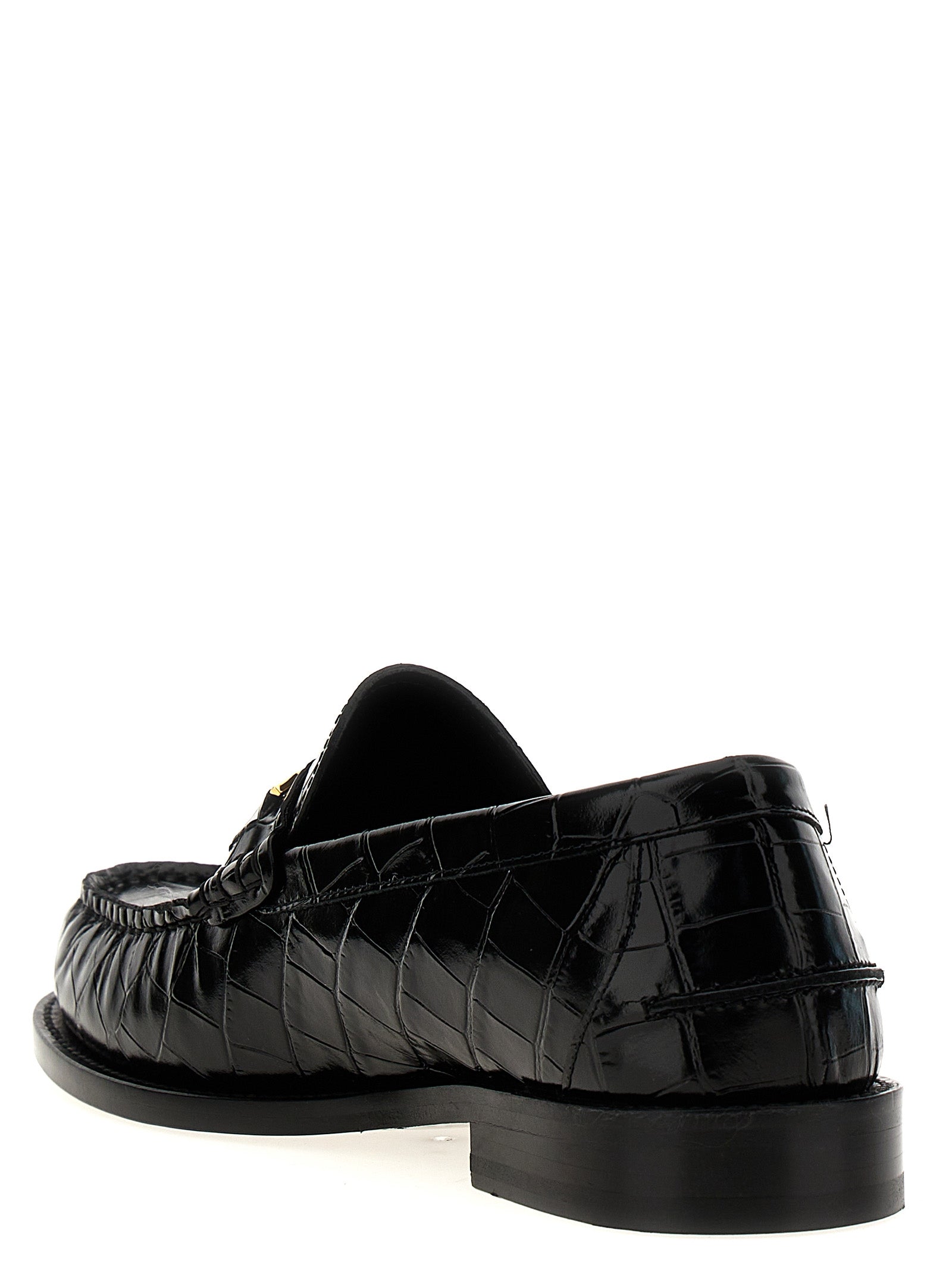 Versace Black Velvet Leather Slip-On Loafers Curated Luxury Accessories by Orvyn