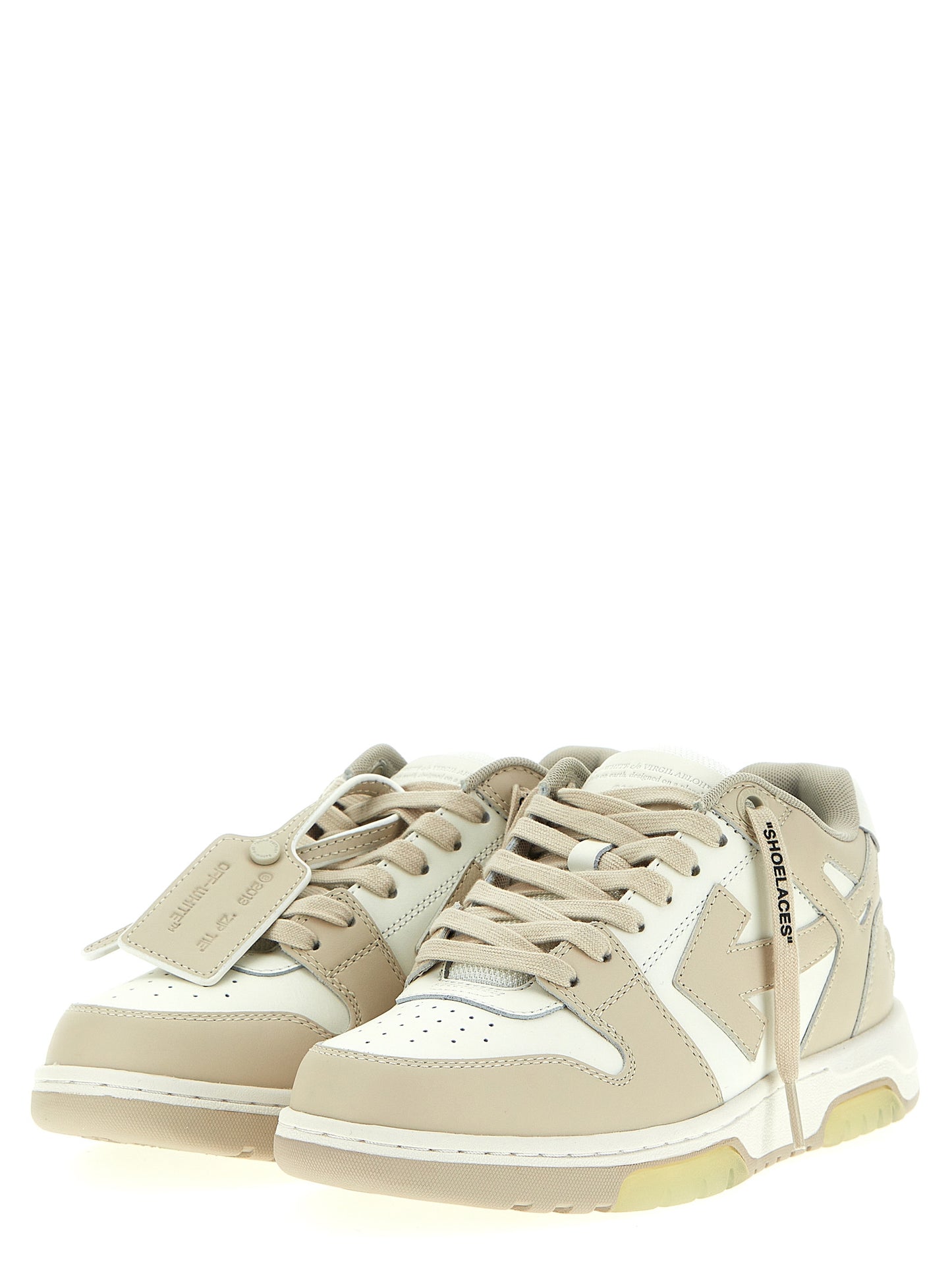 Off-White Beige Calfskin Low Top Sneakers Curated Luxury Accessories by Orvyn