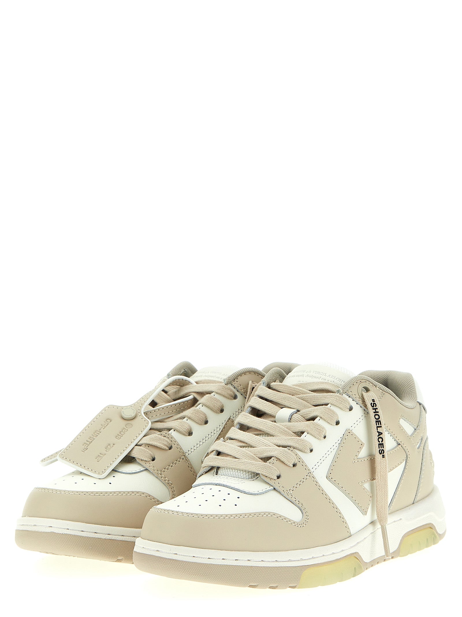 Off-White Beige Calfskin Low Top Sneakers Curated Luxury Accessories by Orvyn