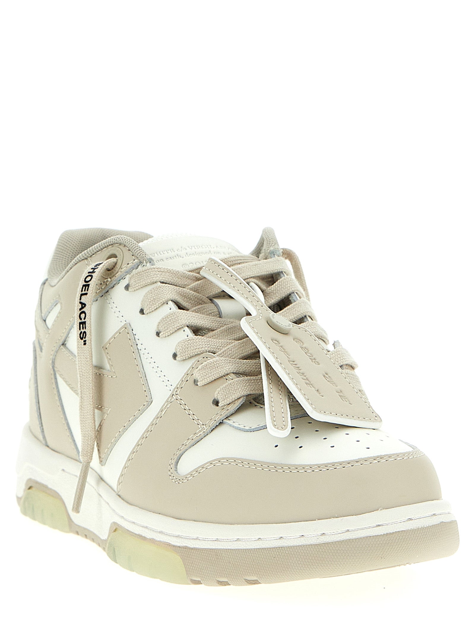 Off-White Beige Calfskin Low Top Sneakers Curated Luxury Accessories by Orvyn