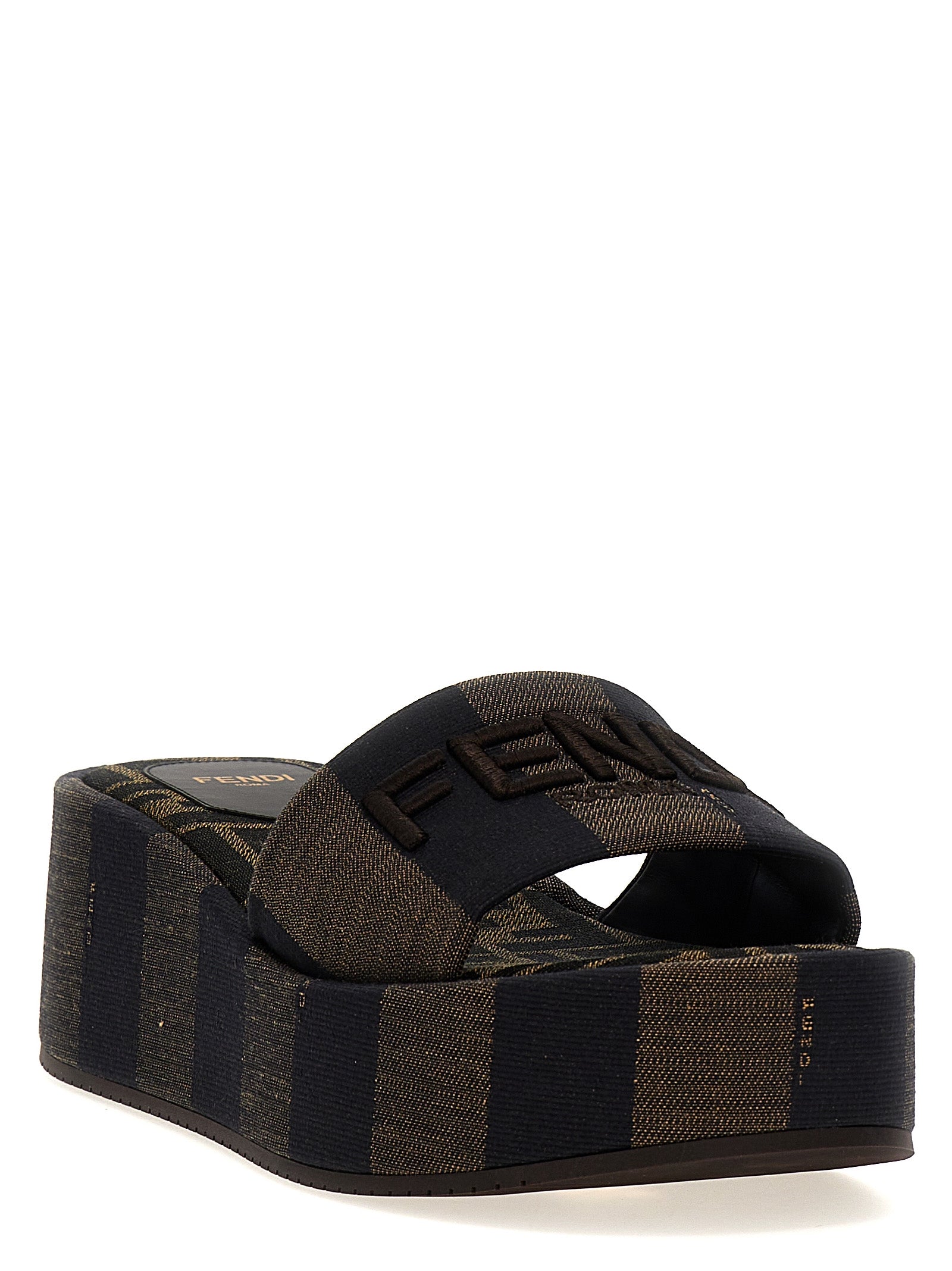 Fendi Brown Cotton Slides Curated Luxury Accessories by Orvyn
