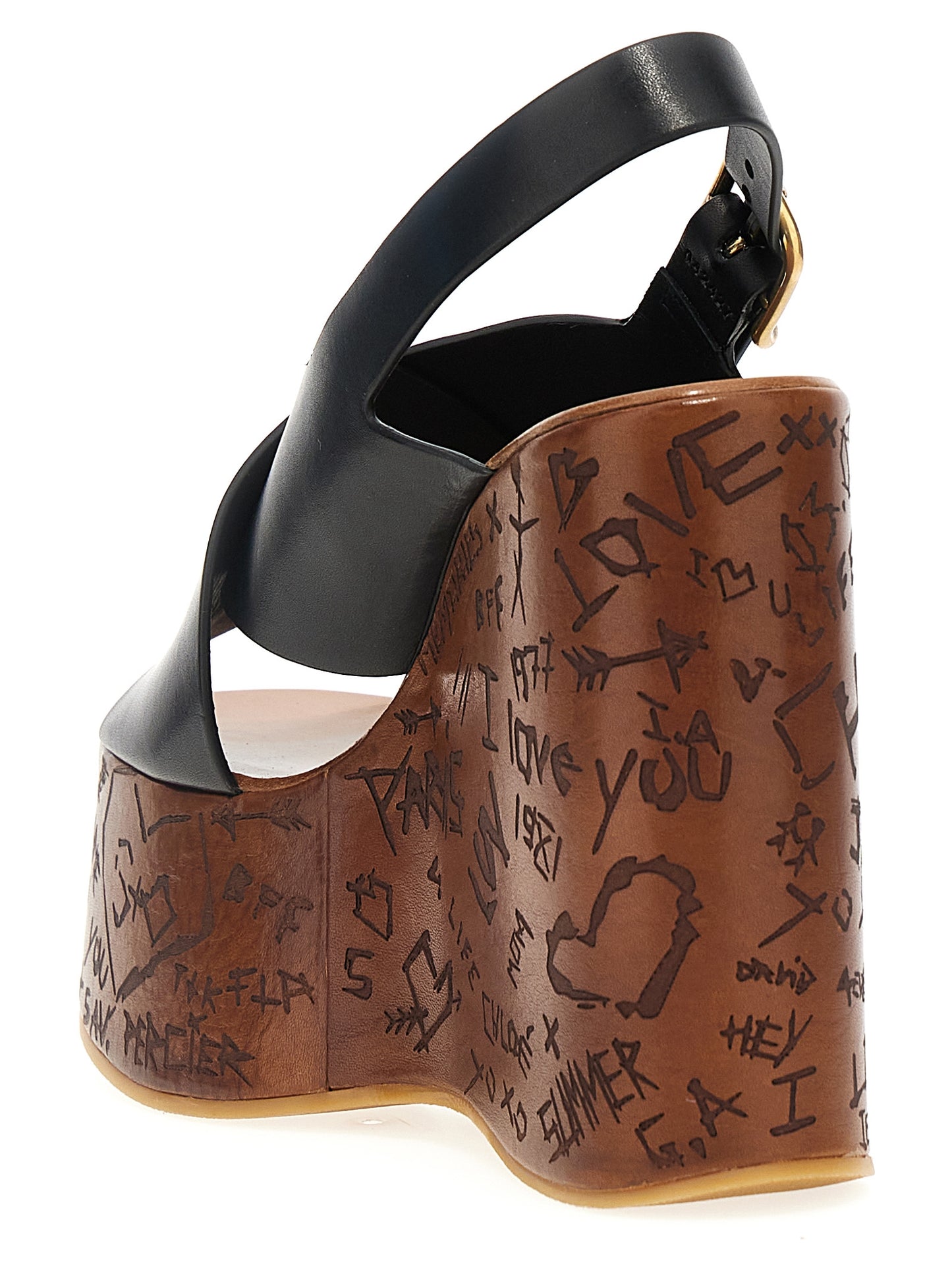 Chloé Black Calfskin Wedge Sandals Curated Luxury Accessories by Orvyn