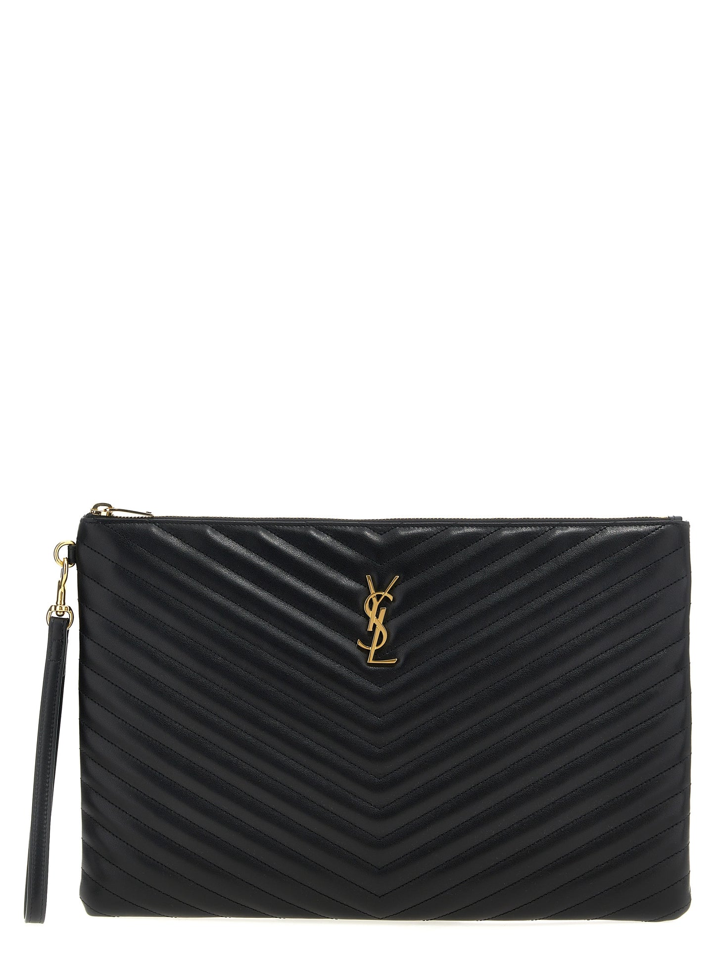 Saint Laurent Black 'Cassandre' Clutch Curated Luxury Accessories by Orvyn