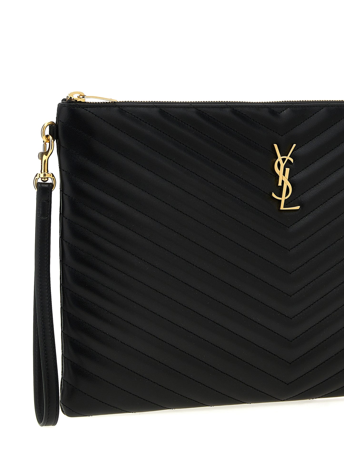 Saint Laurent Black 'Cassandre' Clutch Curated Luxury Accessories by Orvyn
