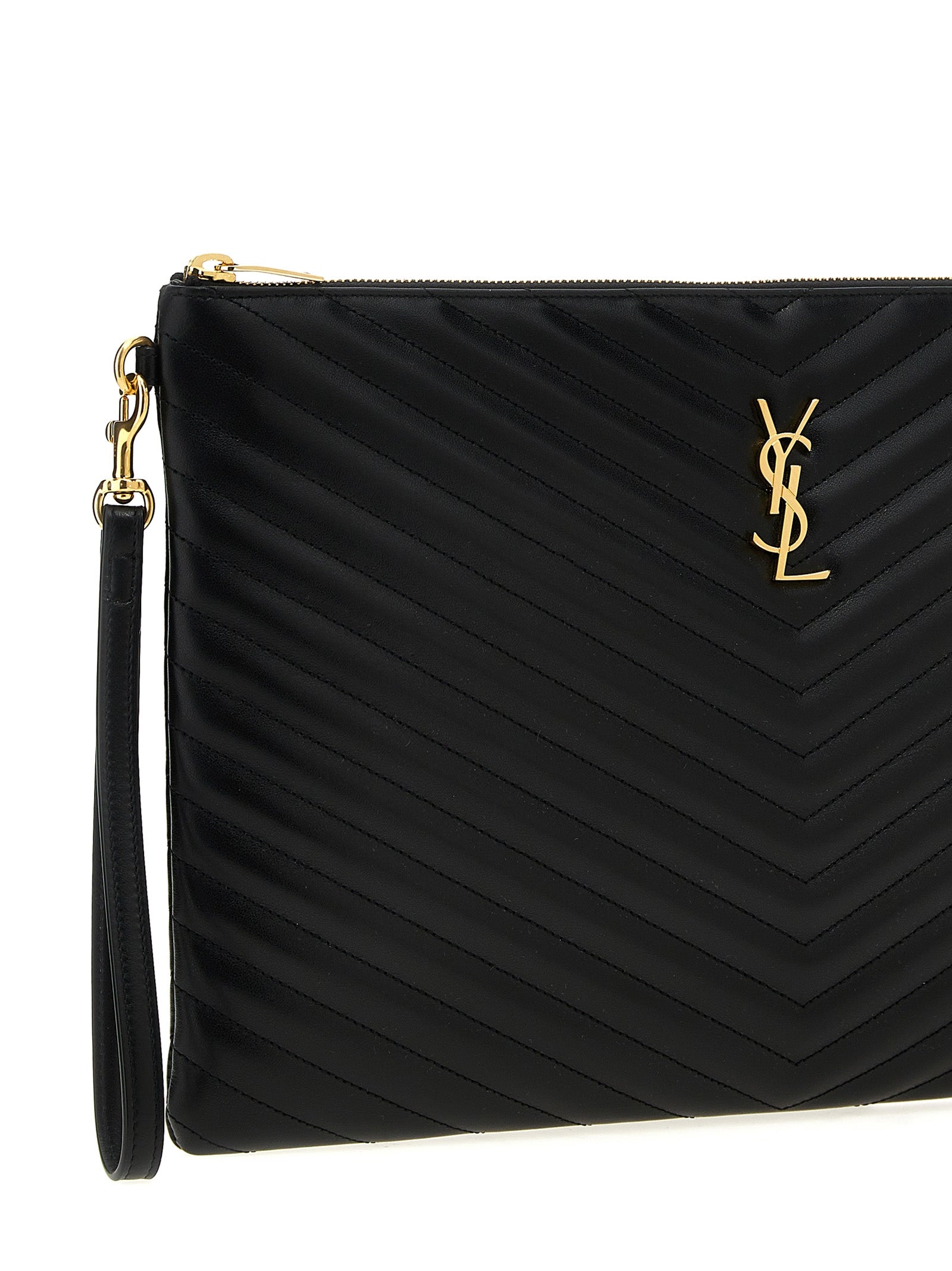 Saint Laurent Black 'Cassandre' Clutch Curated Luxury Accessories by Orvyn