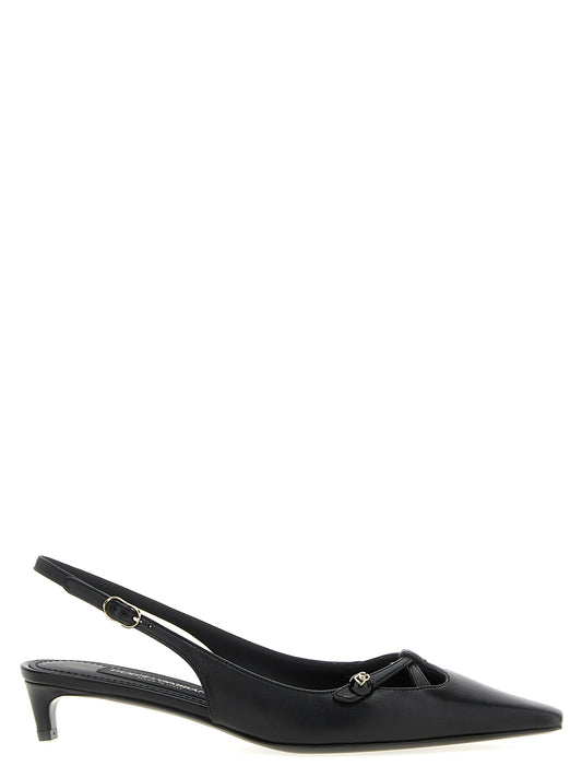 Dolce & Gabbana Black Lamb Leather Mid Heel Pumps Curated Luxury Accessories by Orvyn
