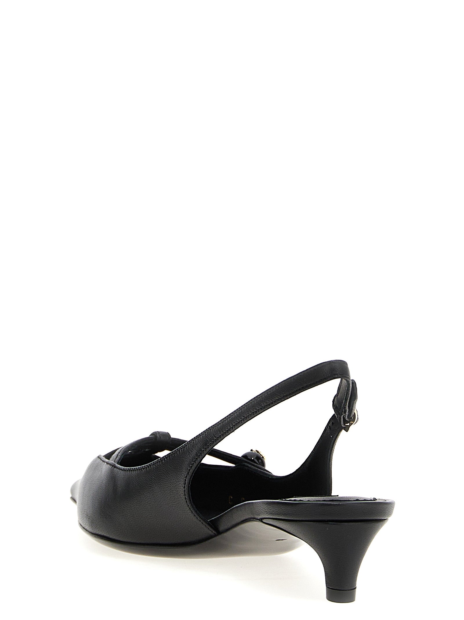 Dolce & Gabbana Black Lamb Leather Mid Heel Pumps Curated Luxury Accessories by Orvyn
