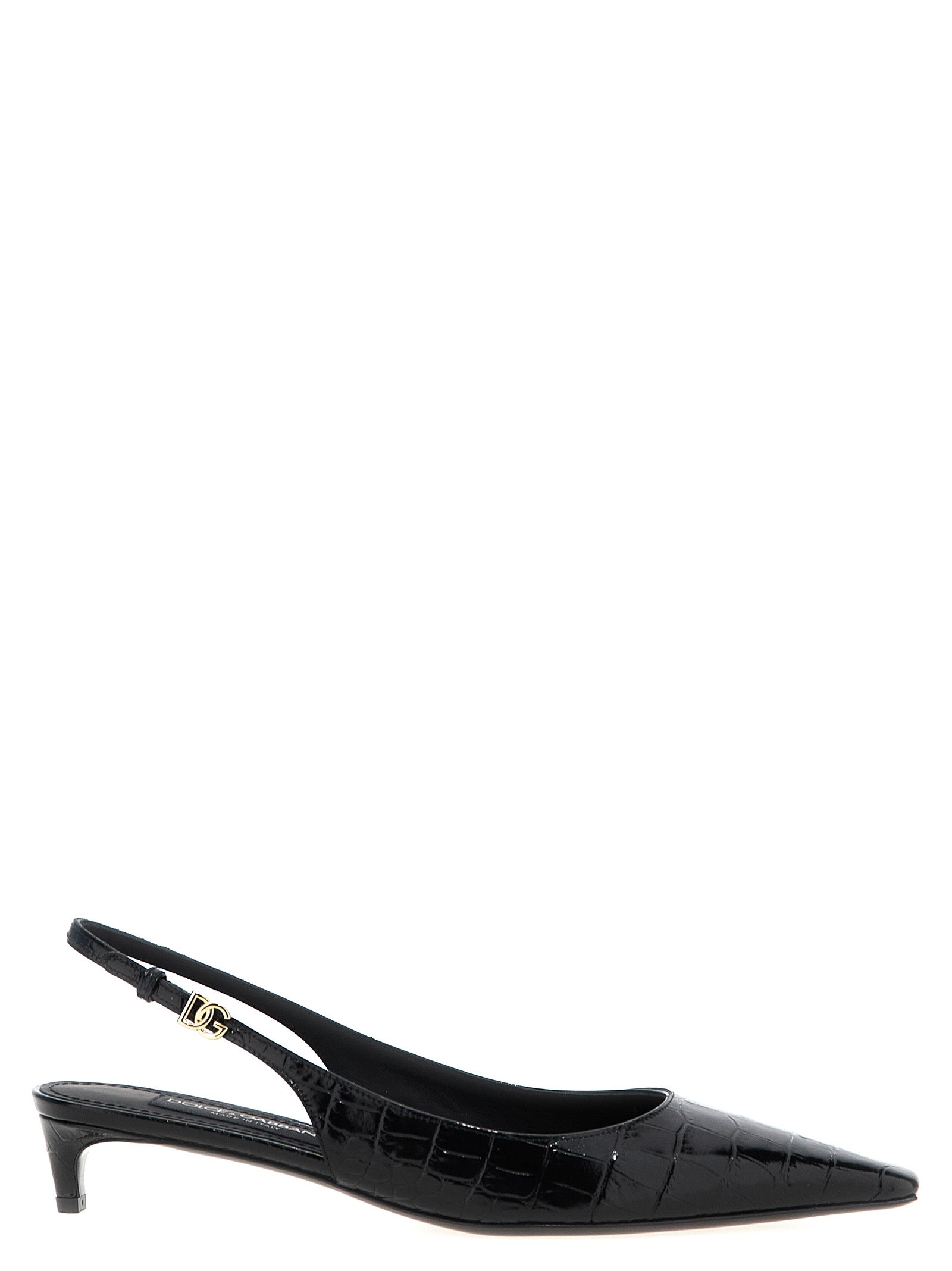 Dolce & Gabbana Black Calfskin Mid Heel Pumps Curated Luxury Accessories by Orvyn