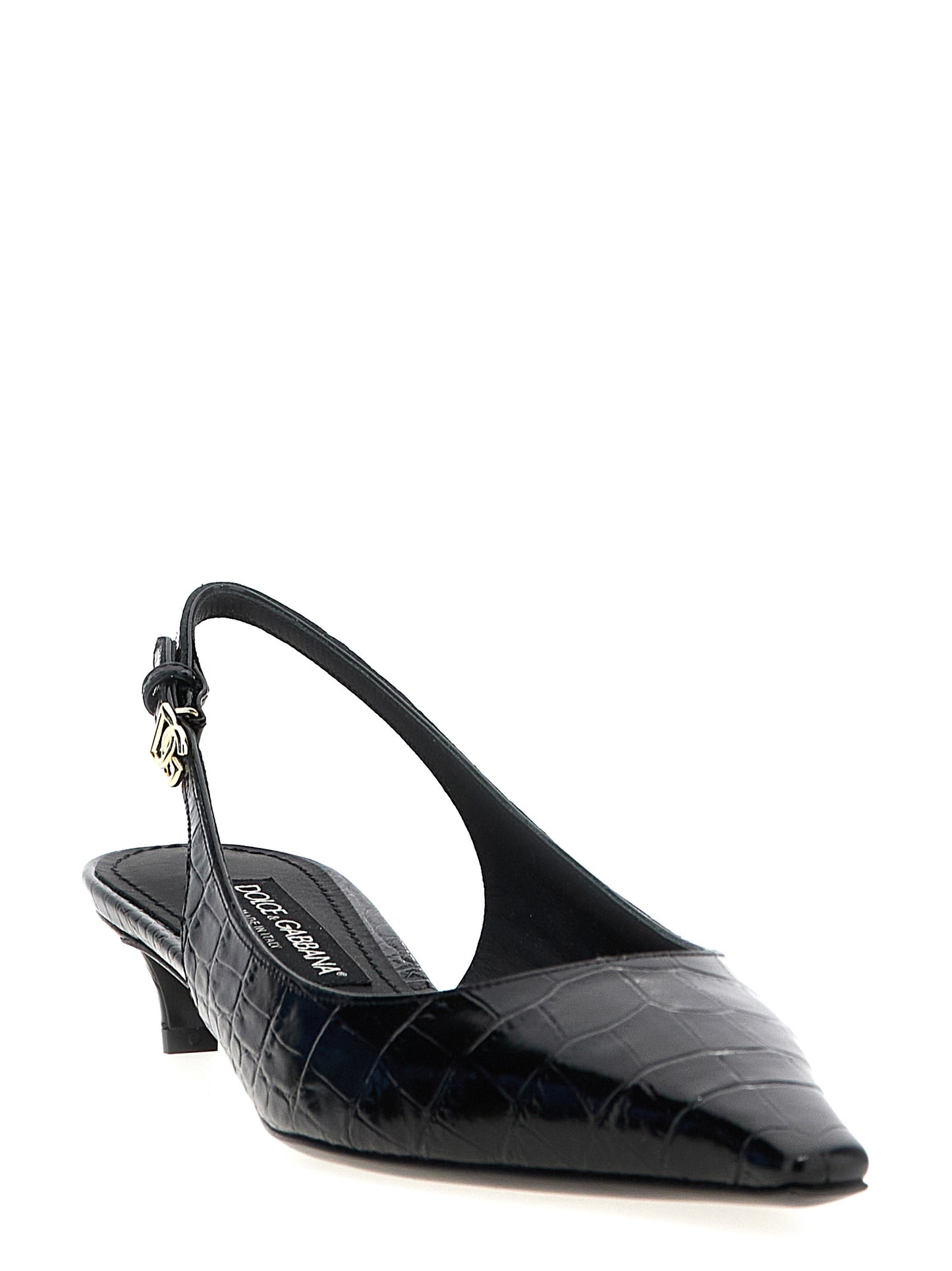 Dolce & Gabbana Black Calfskin Mid Heel Pumps Curated Luxury Accessories by Orvyn