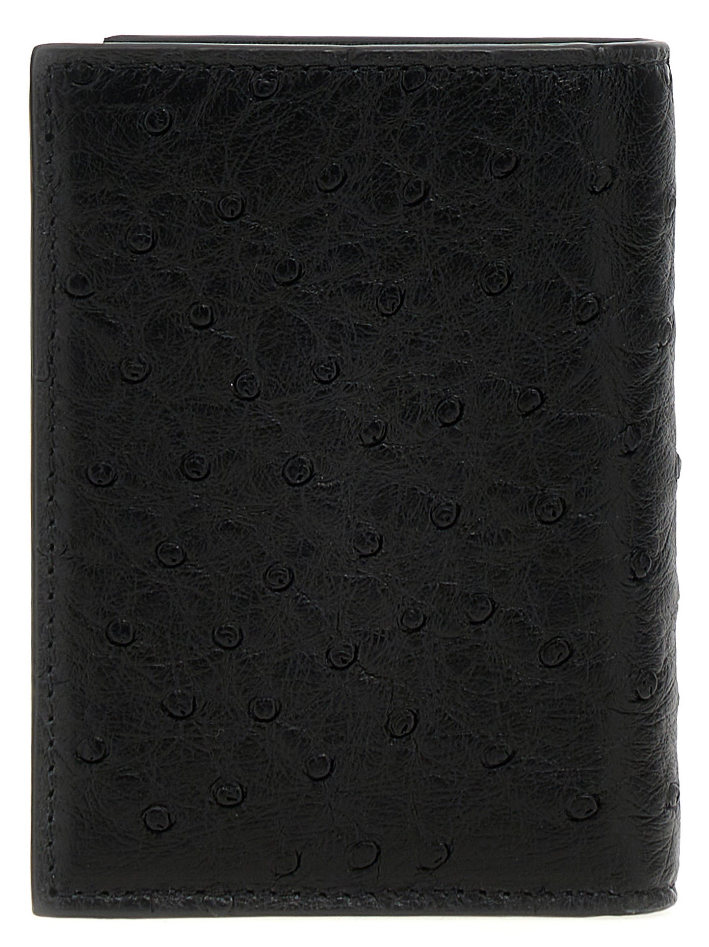Valentino Garavani Black Ostrich Skin Cardholder Curated Luxury Accessories by Orvyn