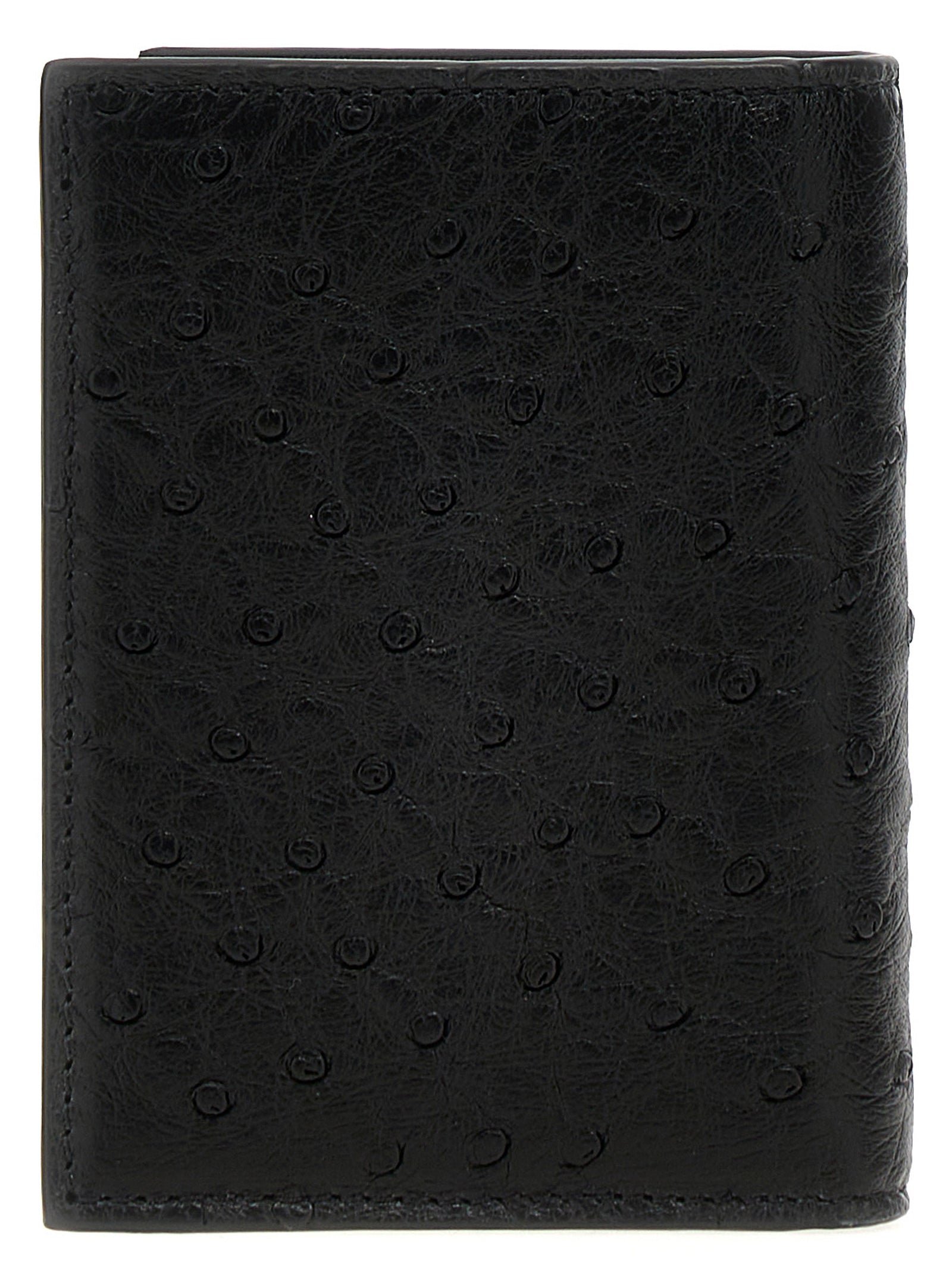 Valentino Garavani Black Ostrich Skin Cardholder Curated Luxury Accessories by Orvyn