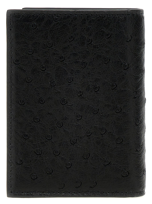 Valentino Garavani Black Ostrich Skin Cardholder Curated Luxury Accessories by Orvyn