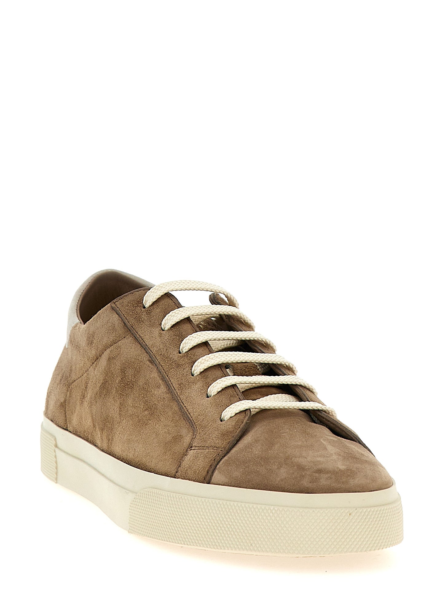 Brunello Cucinelli Beige Calfskin Low Top Sneakers Curated Luxury Accessories by Orvyn