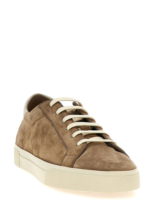 Brunello Cucinelli Beige Calfskin Low Top Sneakers Curated Luxury Accessories by Orvyn