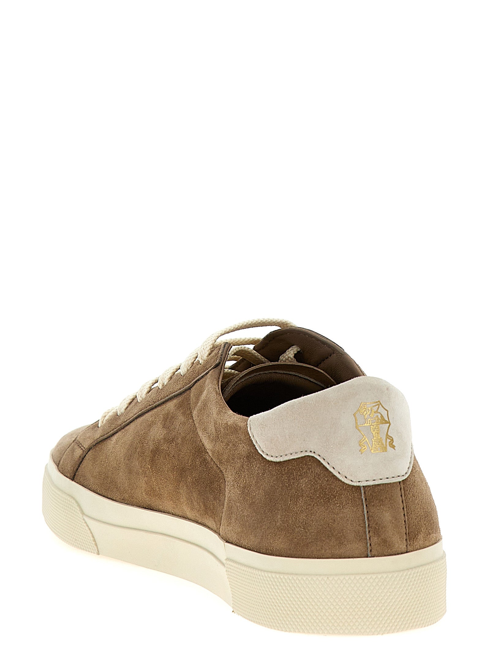 Brunello Cucinelli Beige Calfskin Low Top Sneakers Curated Luxury Accessories by Orvyn