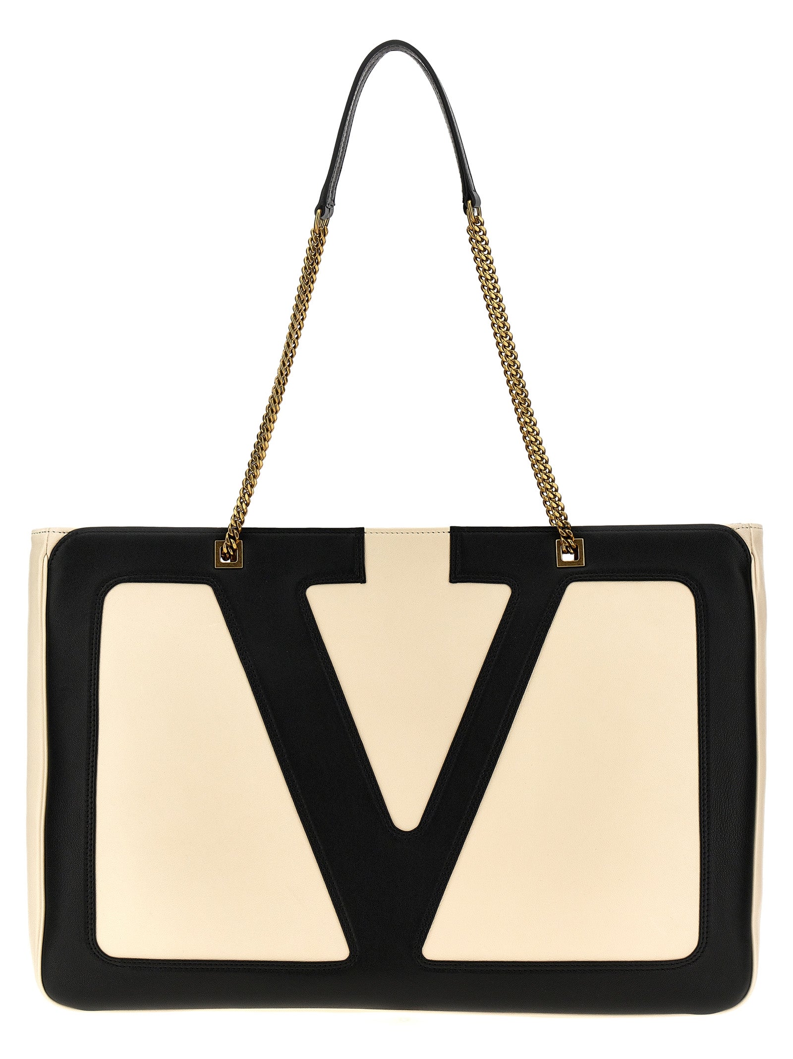 Valentino Garavani Bicolor Lamb Leather Tote Bag Curated Luxury Accessories by Orvyn