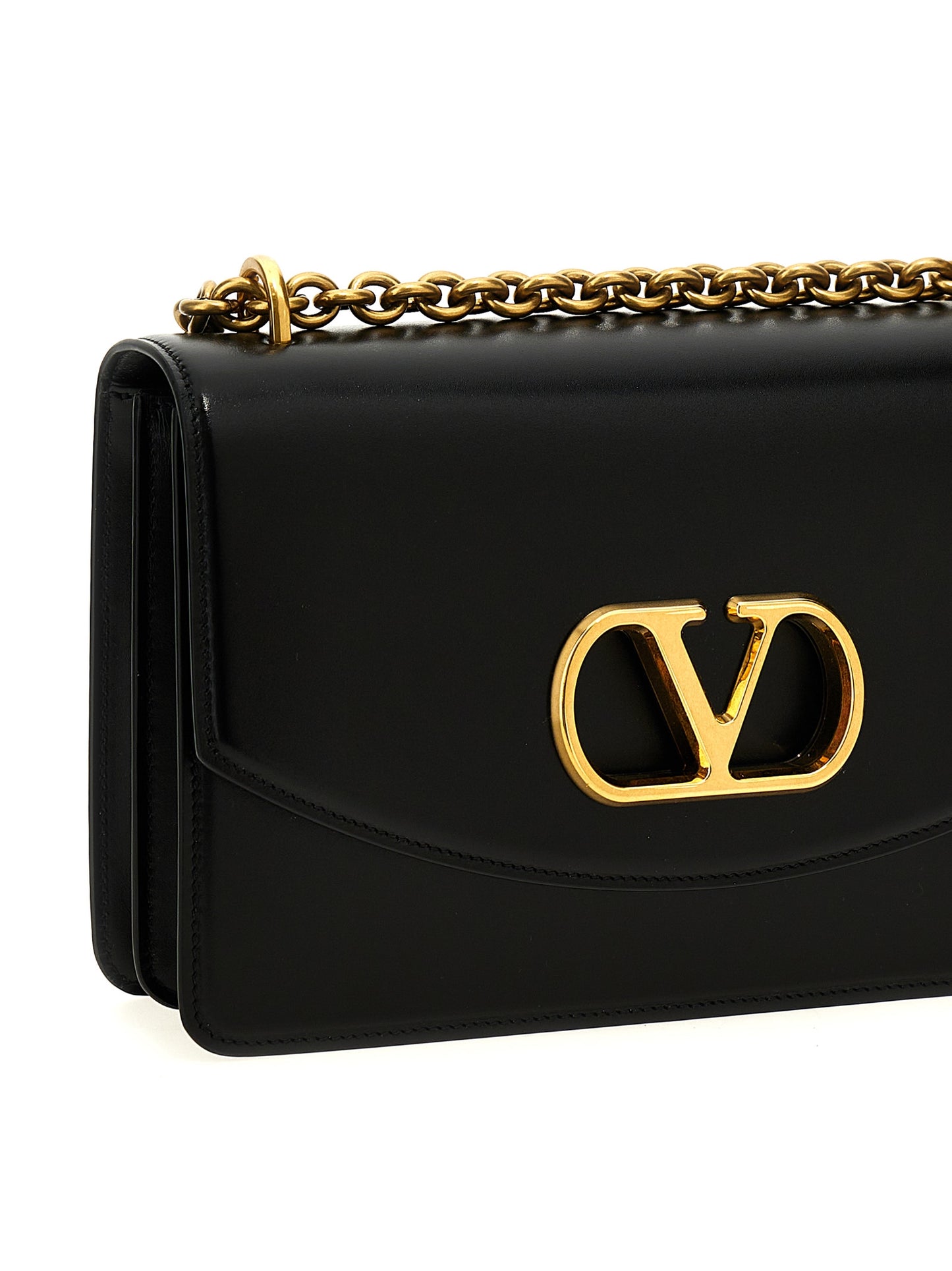 Valentino Garavani Black Calfskin Shoulder Bag Curated Luxury Accessories by Orvyn