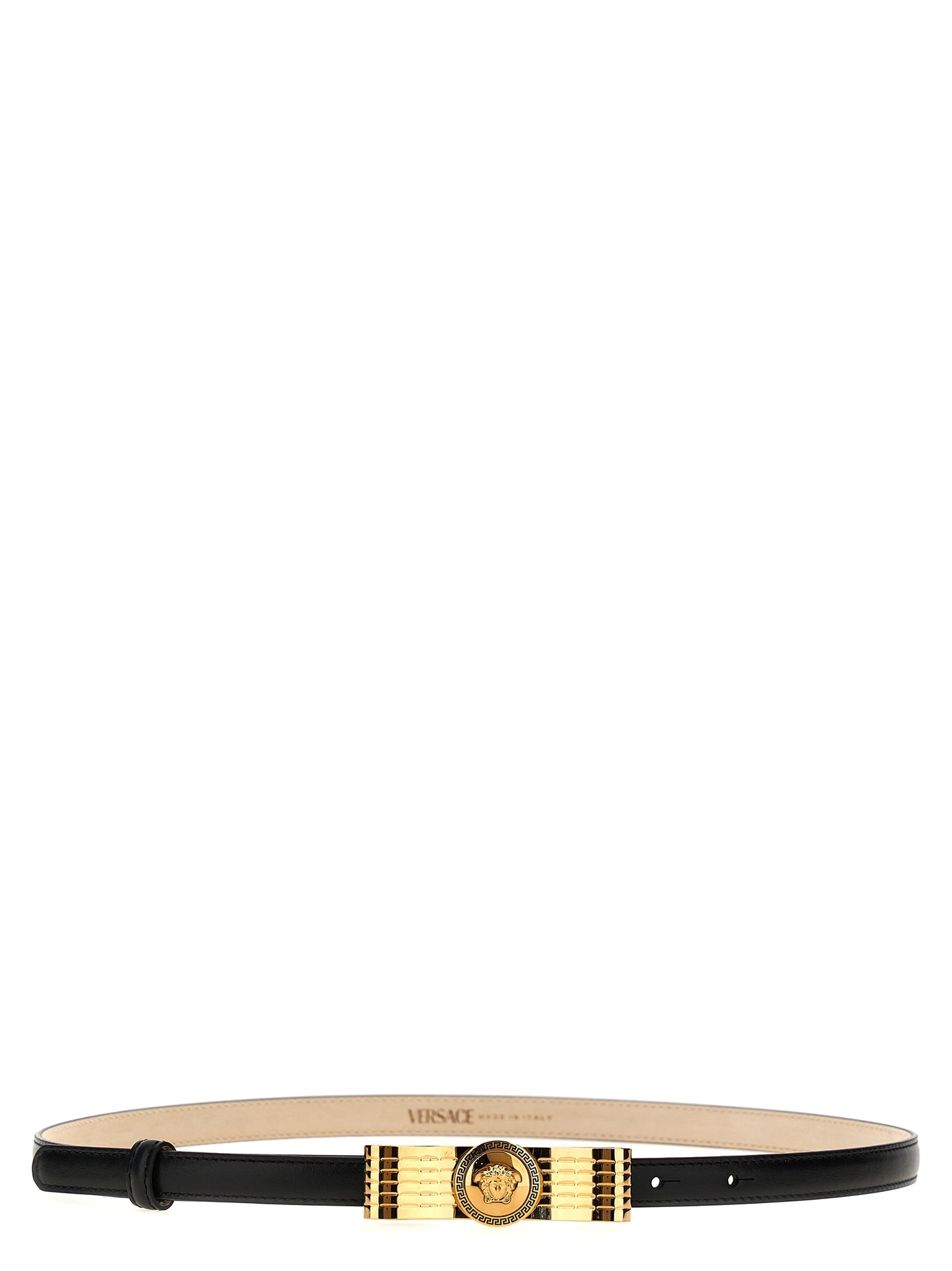Versace Black Calfskin Regular Belt Curated Luxury Accessories by Orvyn