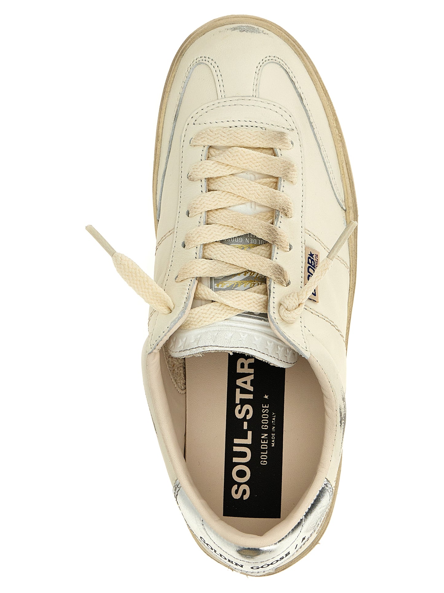 Golden Goose Silver Lamb Leather Low Top Sneakers Curated Luxury Accessories by Orvyn