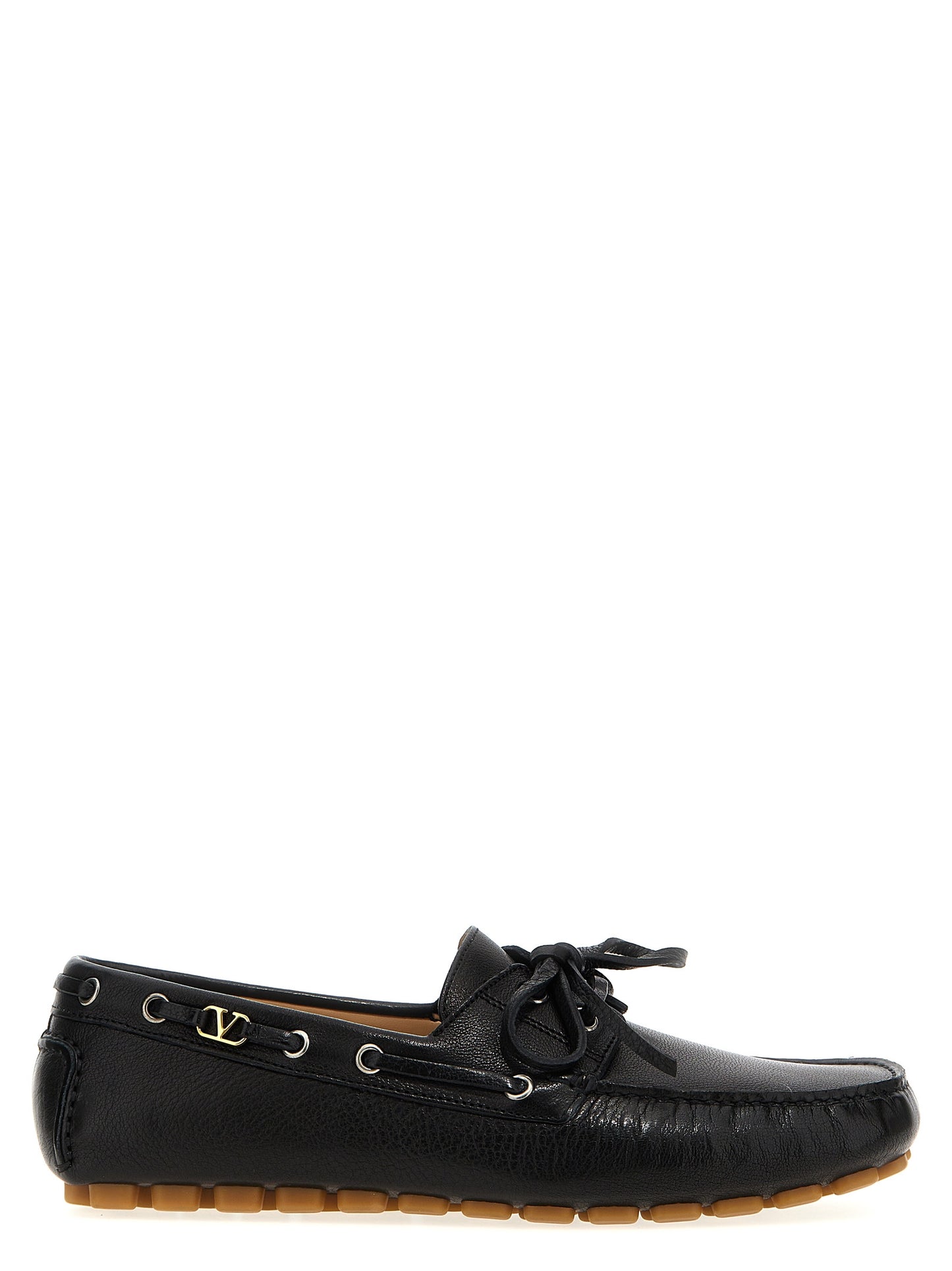 Valentino Garavani Black Buffalo Leather Slip-On Loafers Curated Luxury Accessories by Orvyn