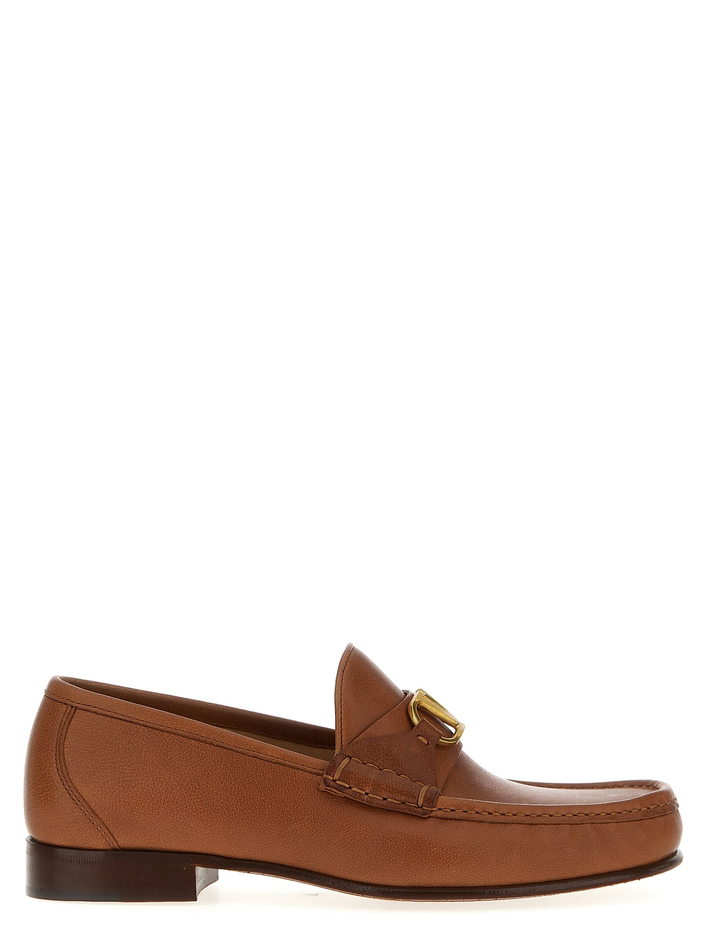 Valentino Garavani Brown Leather Slip-On Loafers Curated Luxury Accessories by Orvyn