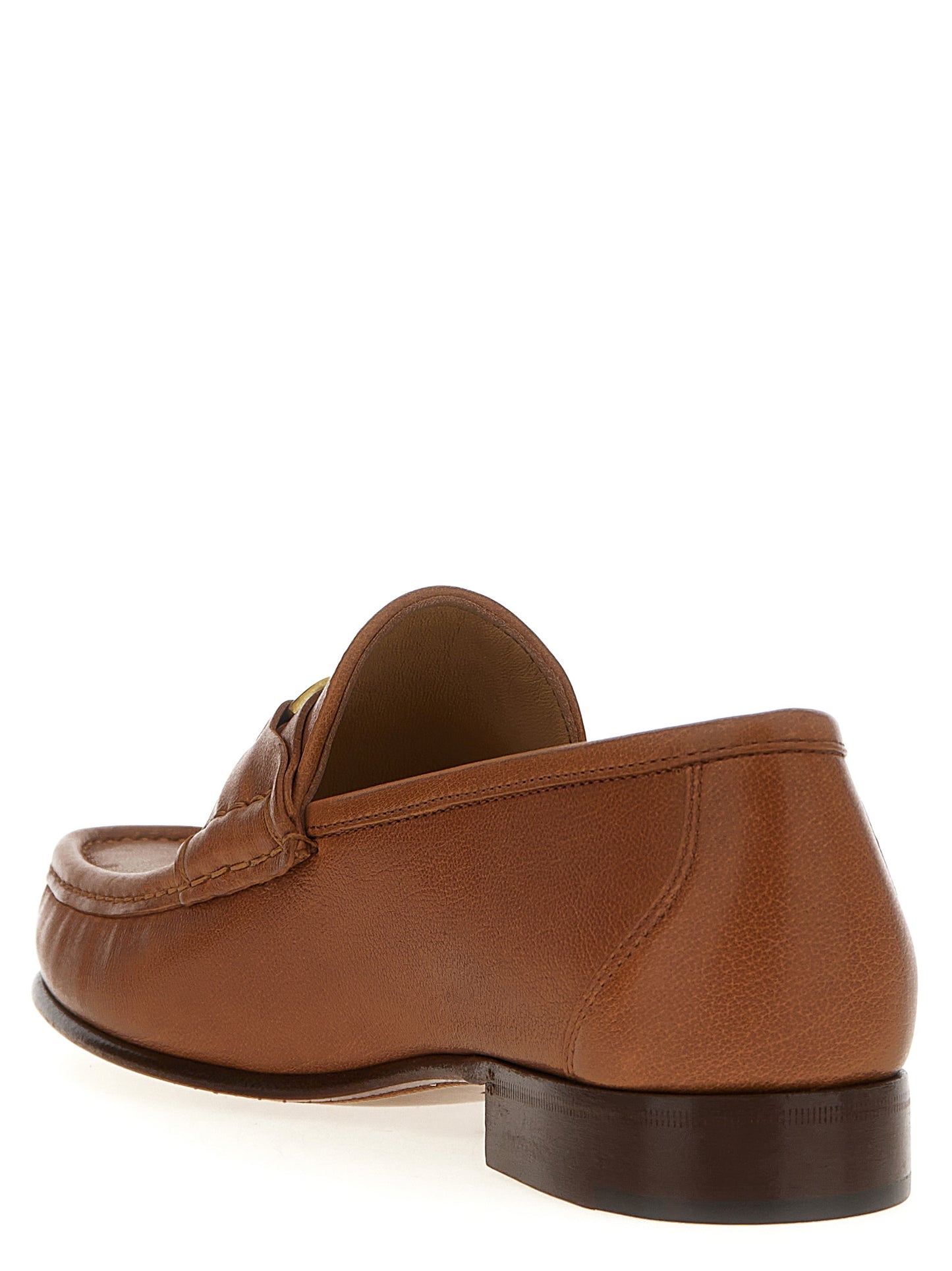 Valentino Garavani Brown Leather Slip-On Loafers Curated Luxury Accessories by Orvyn