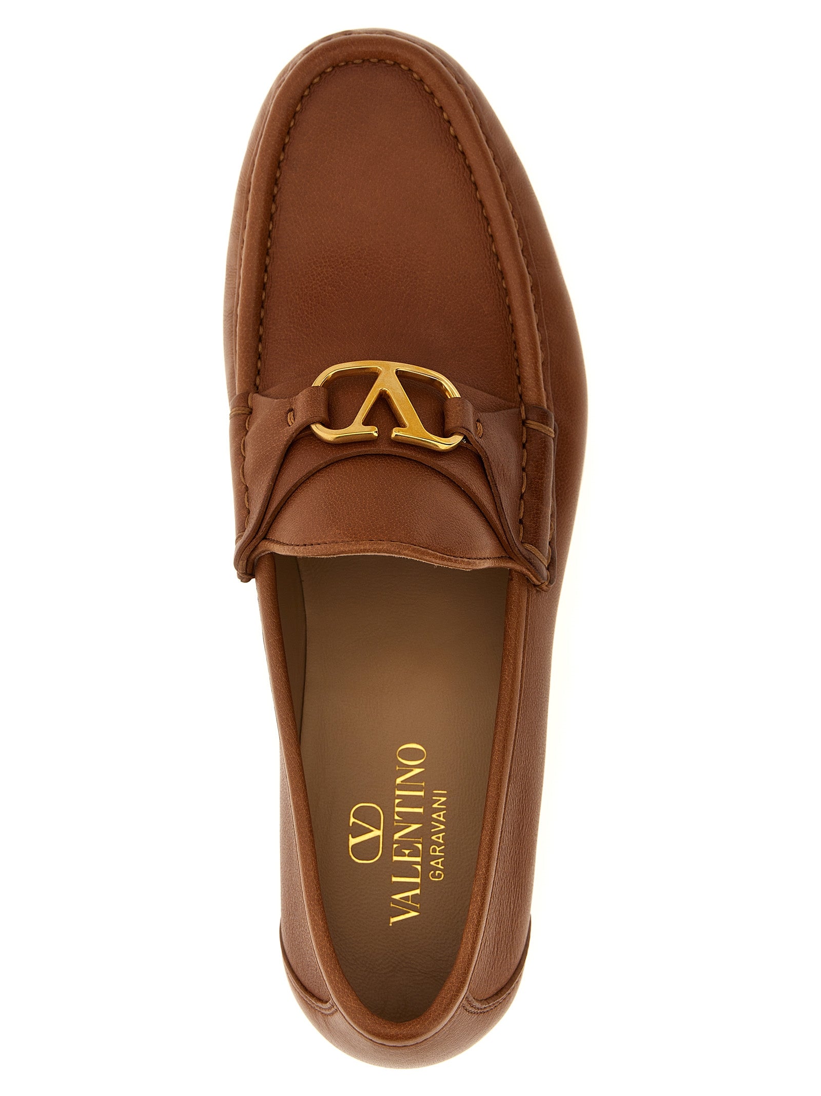 Valentino Garavani Brown Leather Slip-On Loafers Curated Luxury Accessories by Orvyn