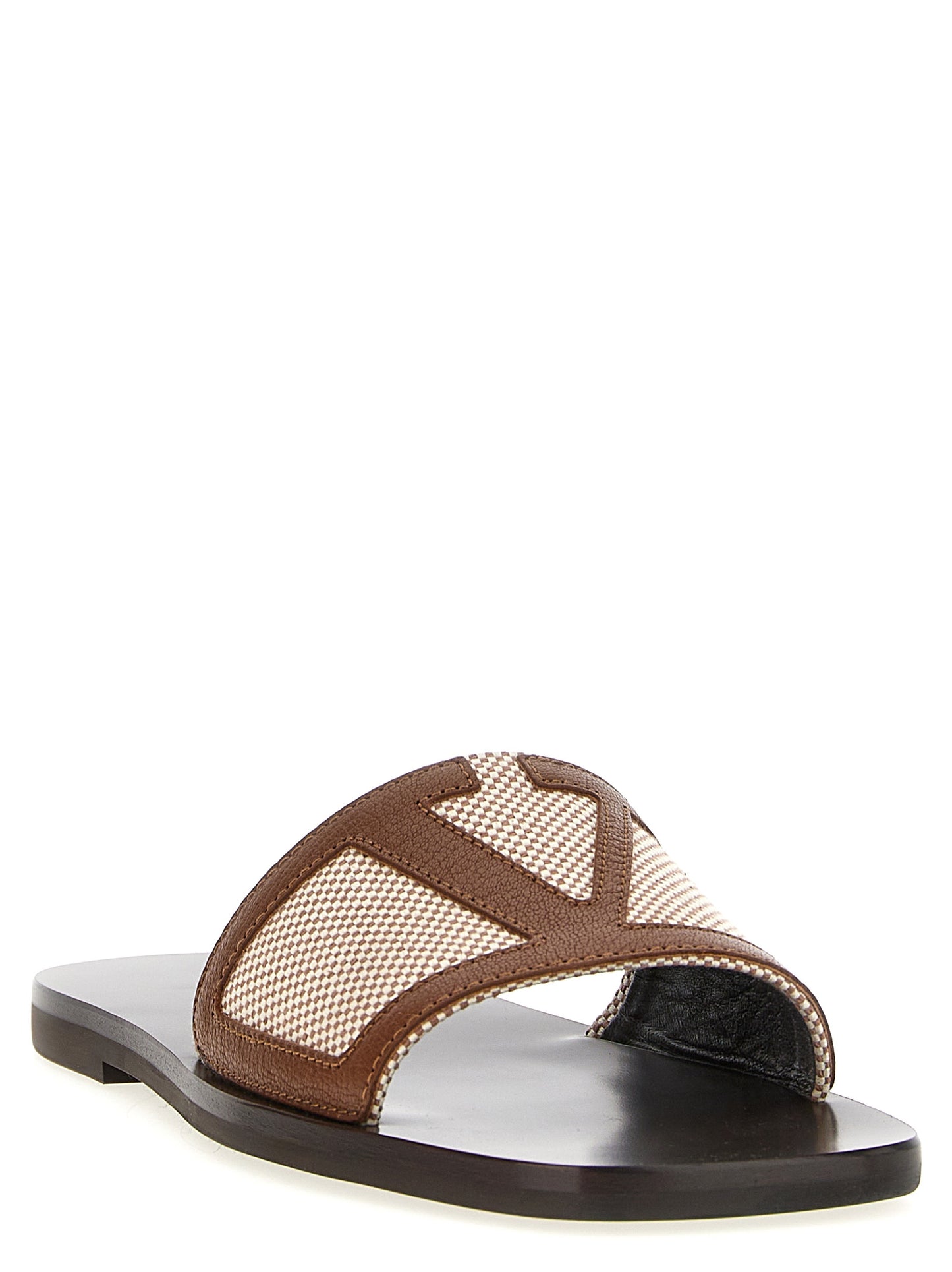 Valentino Garavani Brown Cotton Slides Curated Luxury Accessories by Orvyn