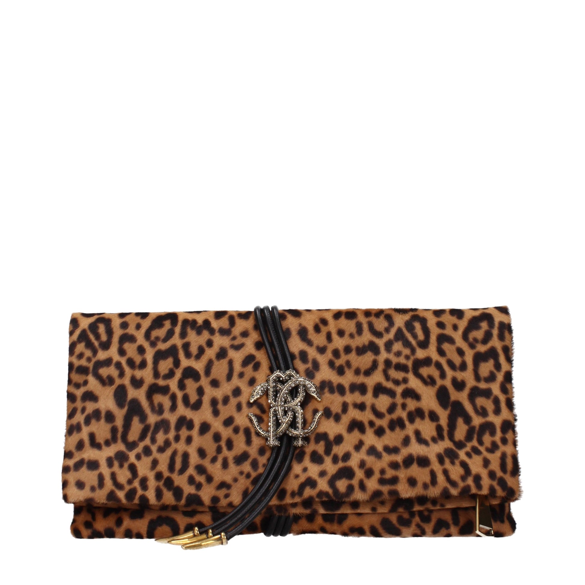 Roberto Cavalli Brown Horsehair Clutch Bag Curated Luxury Accessories by Orvyn