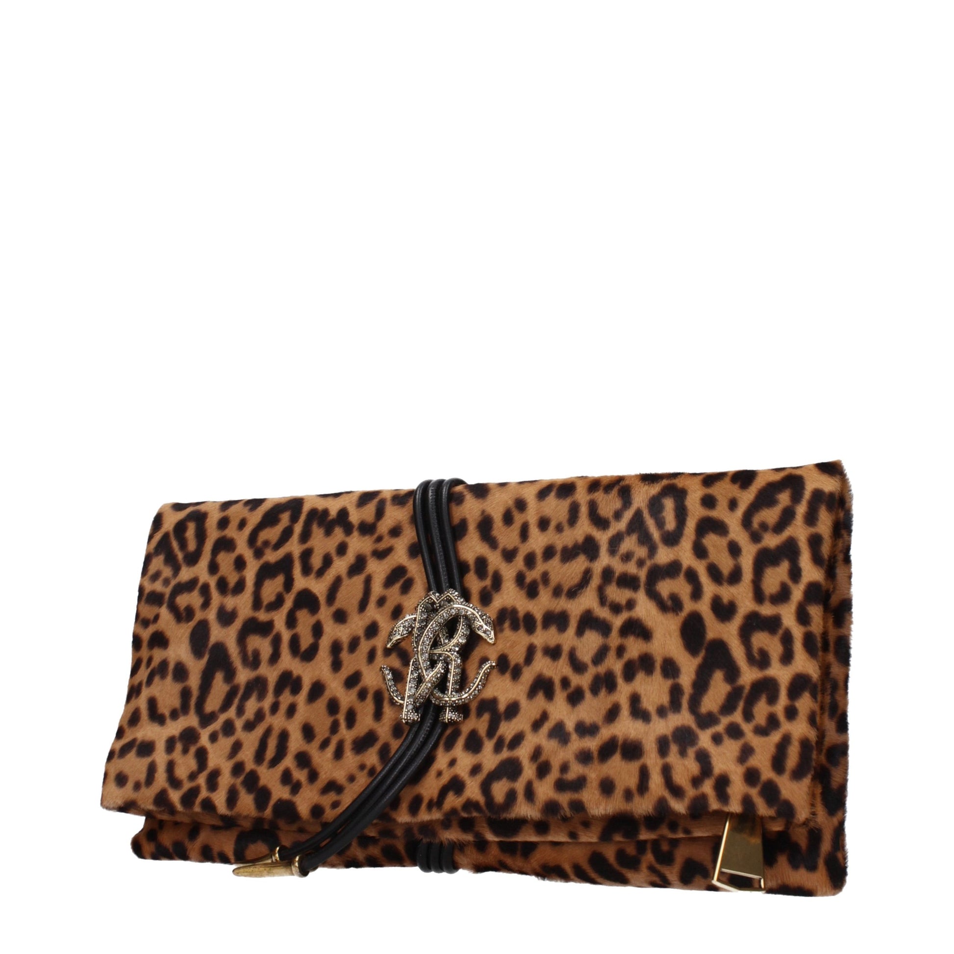 Roberto Cavalli Brown Horsehair Clutch Bag Curated Luxury Accessories by Orvyn