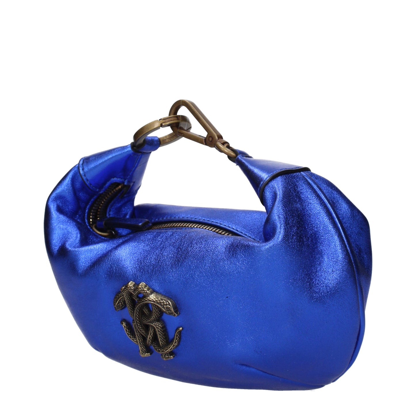 Roberto Cavalli Blue Leather Handbag Curated Luxury Accessories by Orvyn