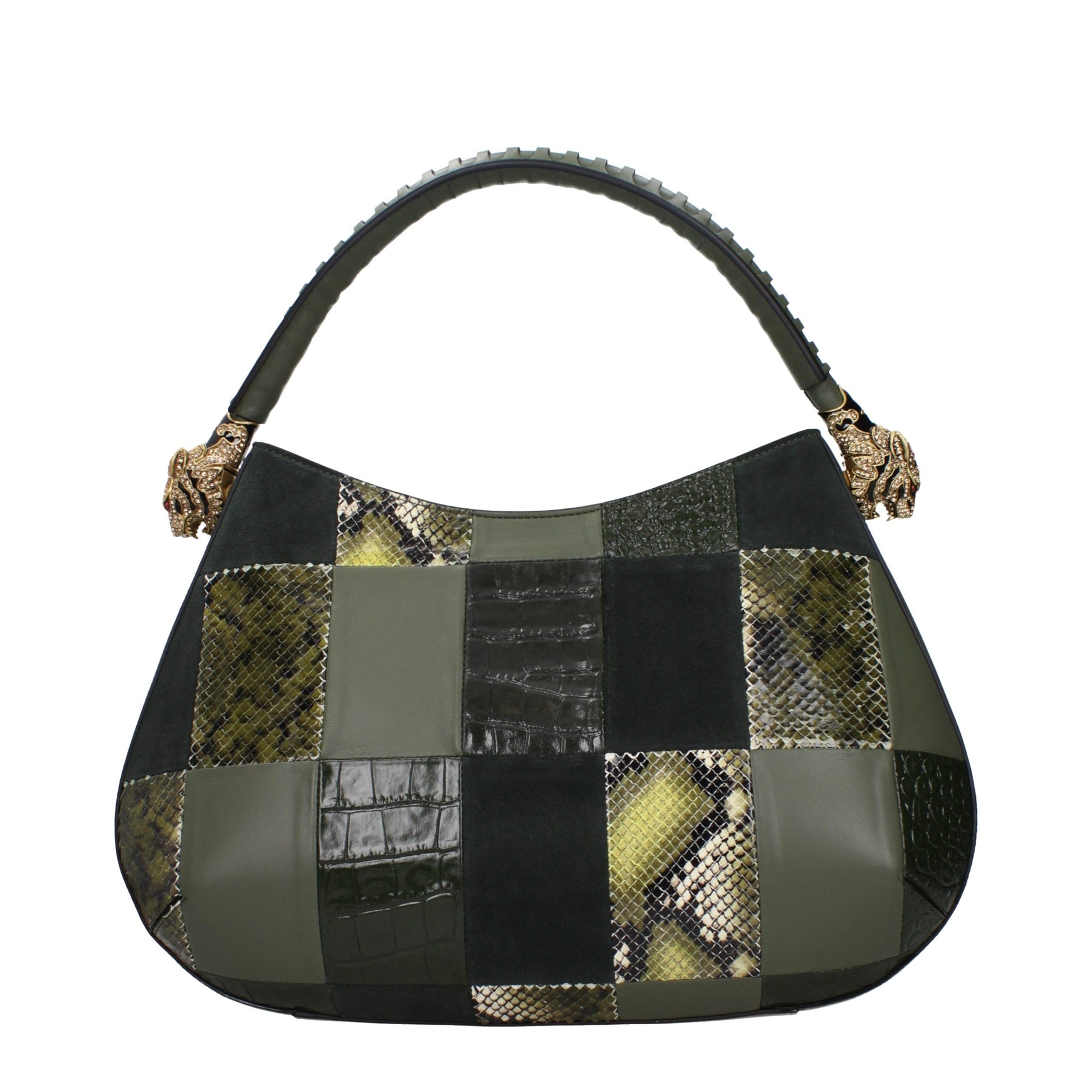 Roberto Cavalli Green Leather Handbag Curated Luxury Accessories by Orvyn