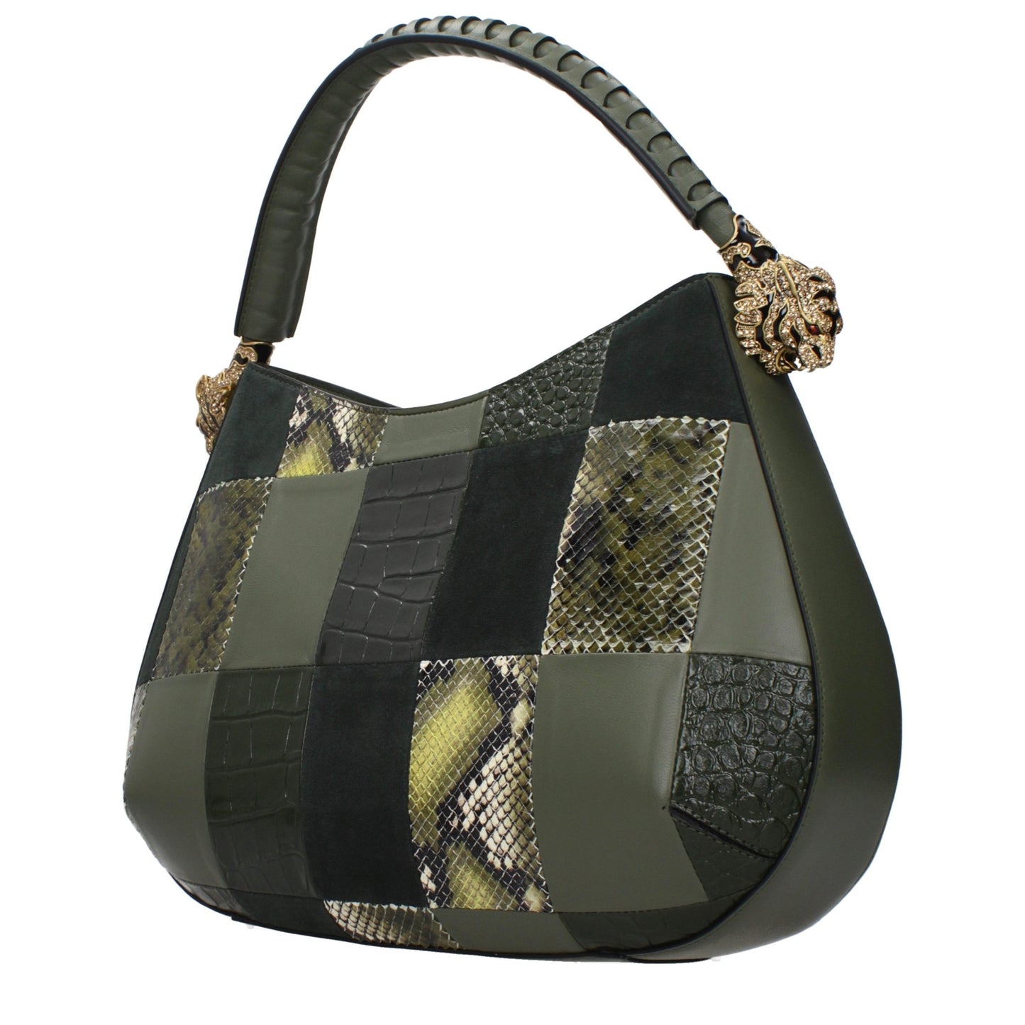 Roberto Cavalli Green Leather Handbag Curated Luxury Accessories by Orvyn