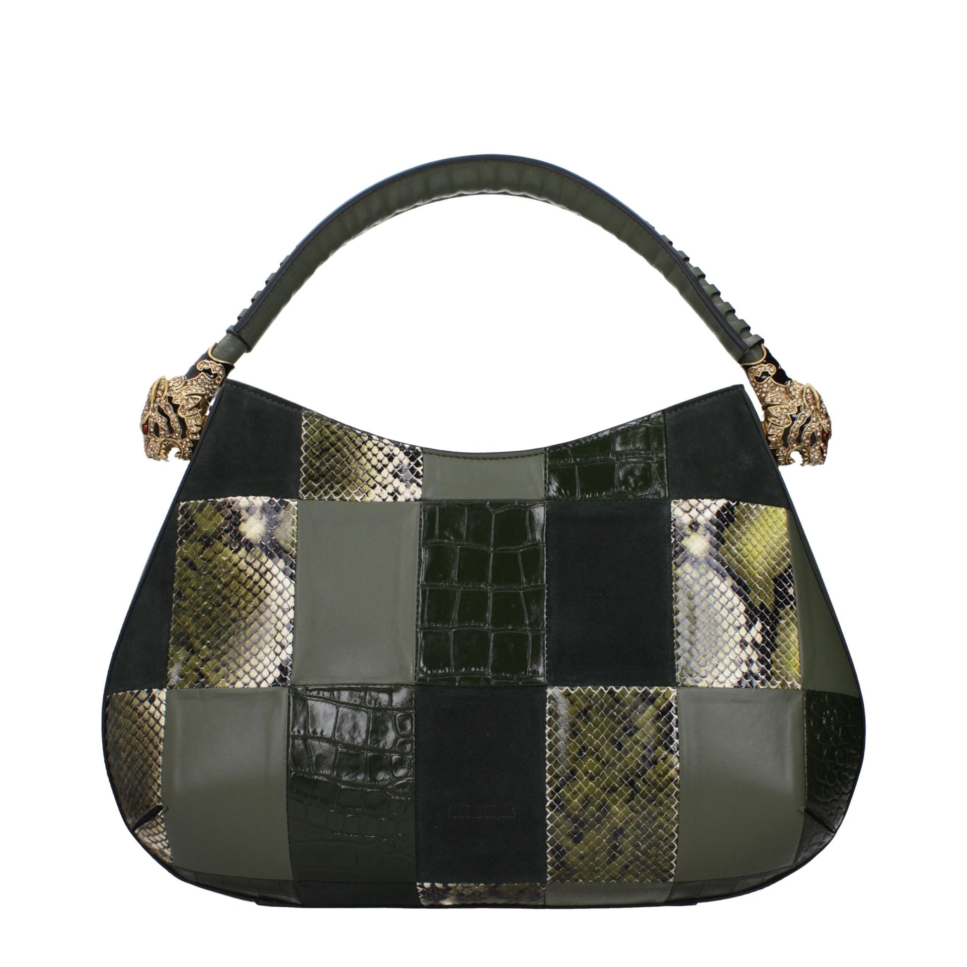 Roberto Cavalli Green Leather Handbag Curated Luxury Accessories by Orvyn