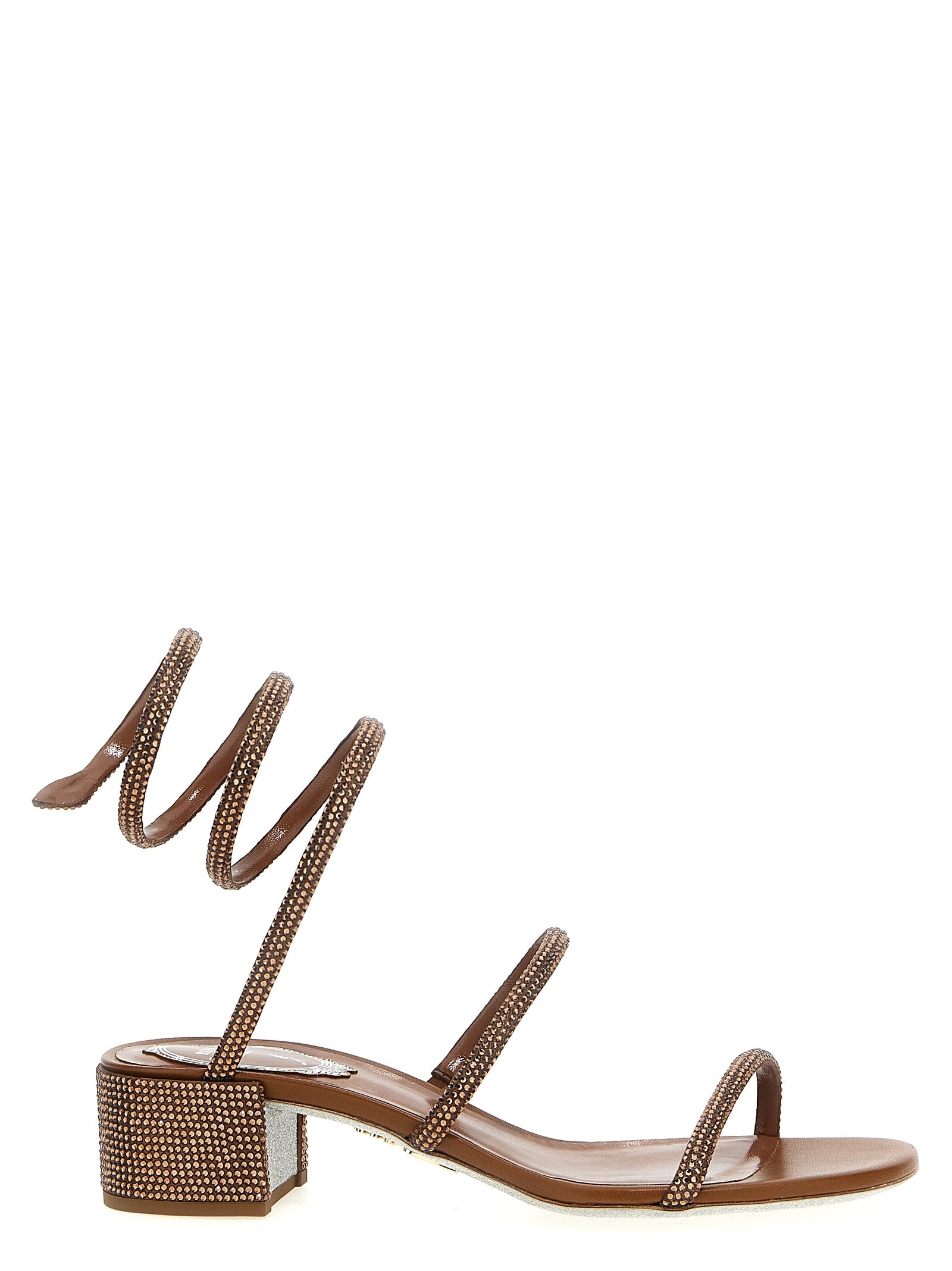 RENE CAOVILLA Brown Satin Platform Sandals braun