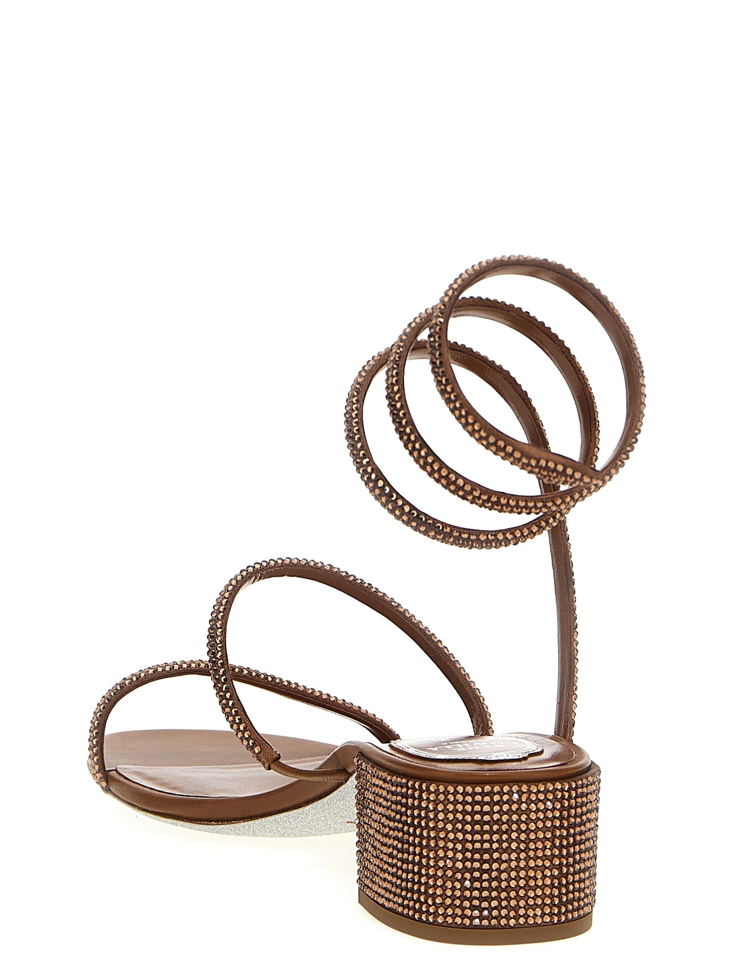 RENE CAOVILLA Brown Satin Platform Sandals braun