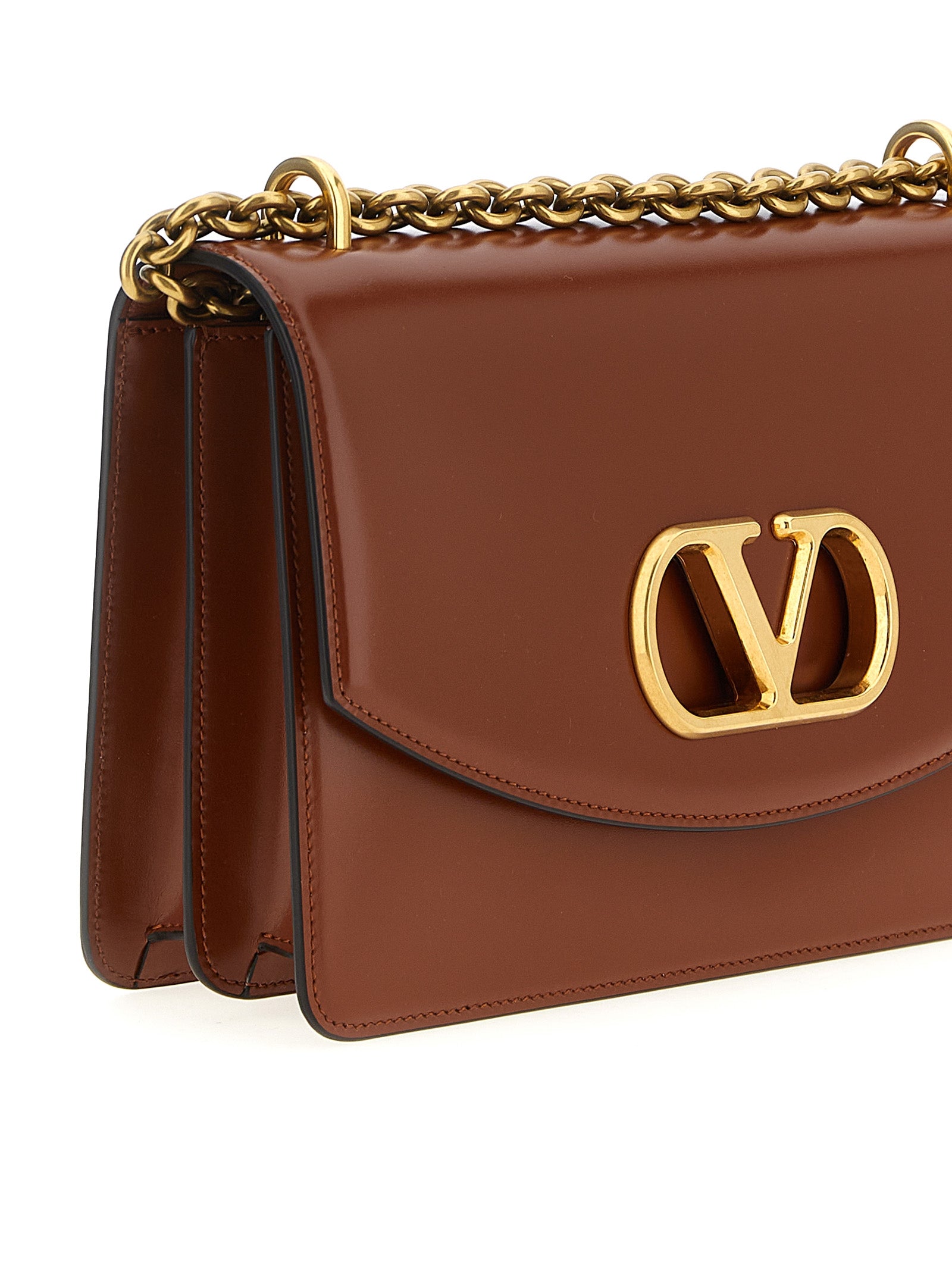 Valentino Garavani Brown Calfskin Shoulder Bag Curated Luxury Accessories by Orvyn