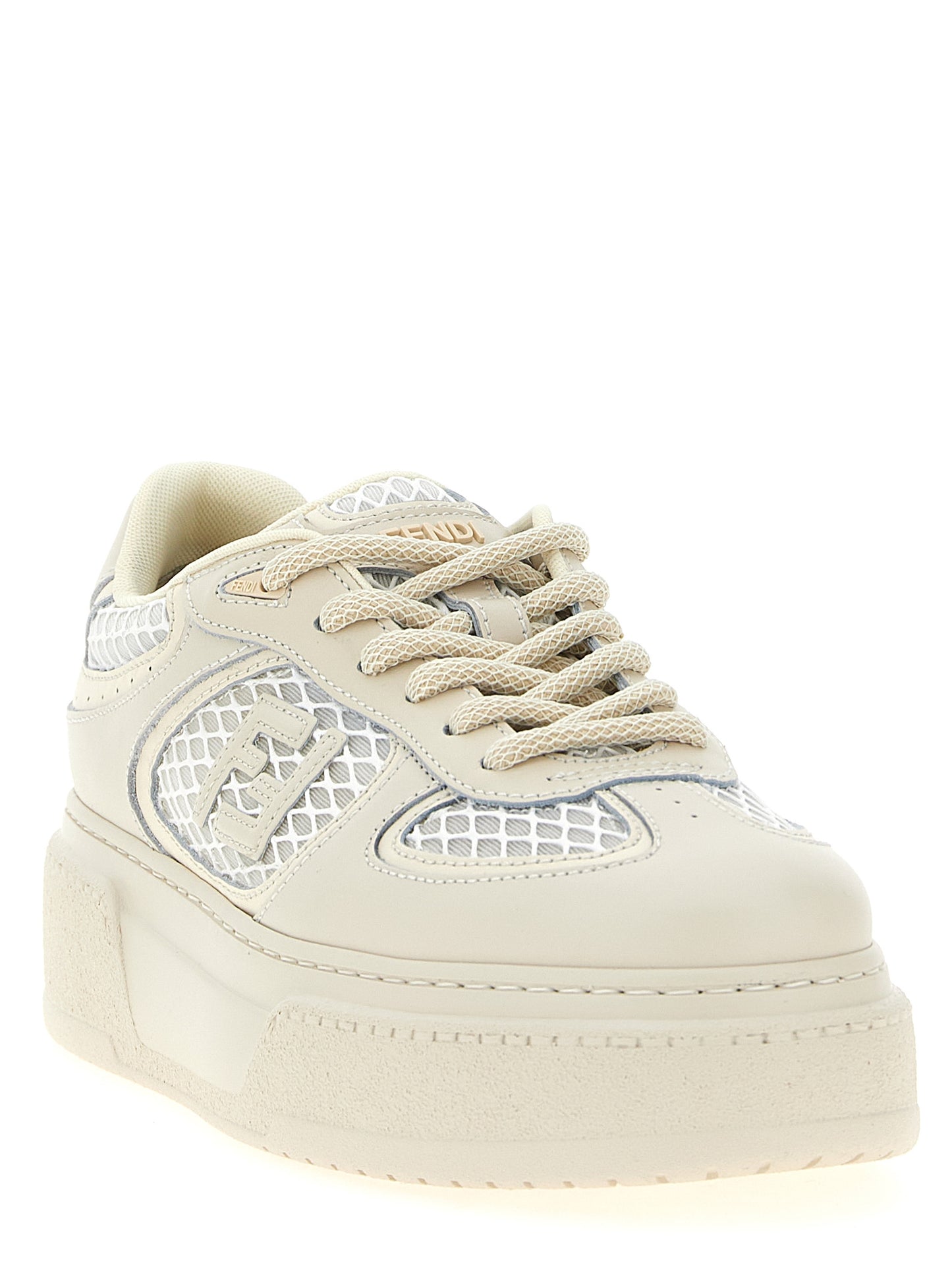 Fendi Beige Calfskin Platform Sneakers Curated Luxury Accessories by Orvyn