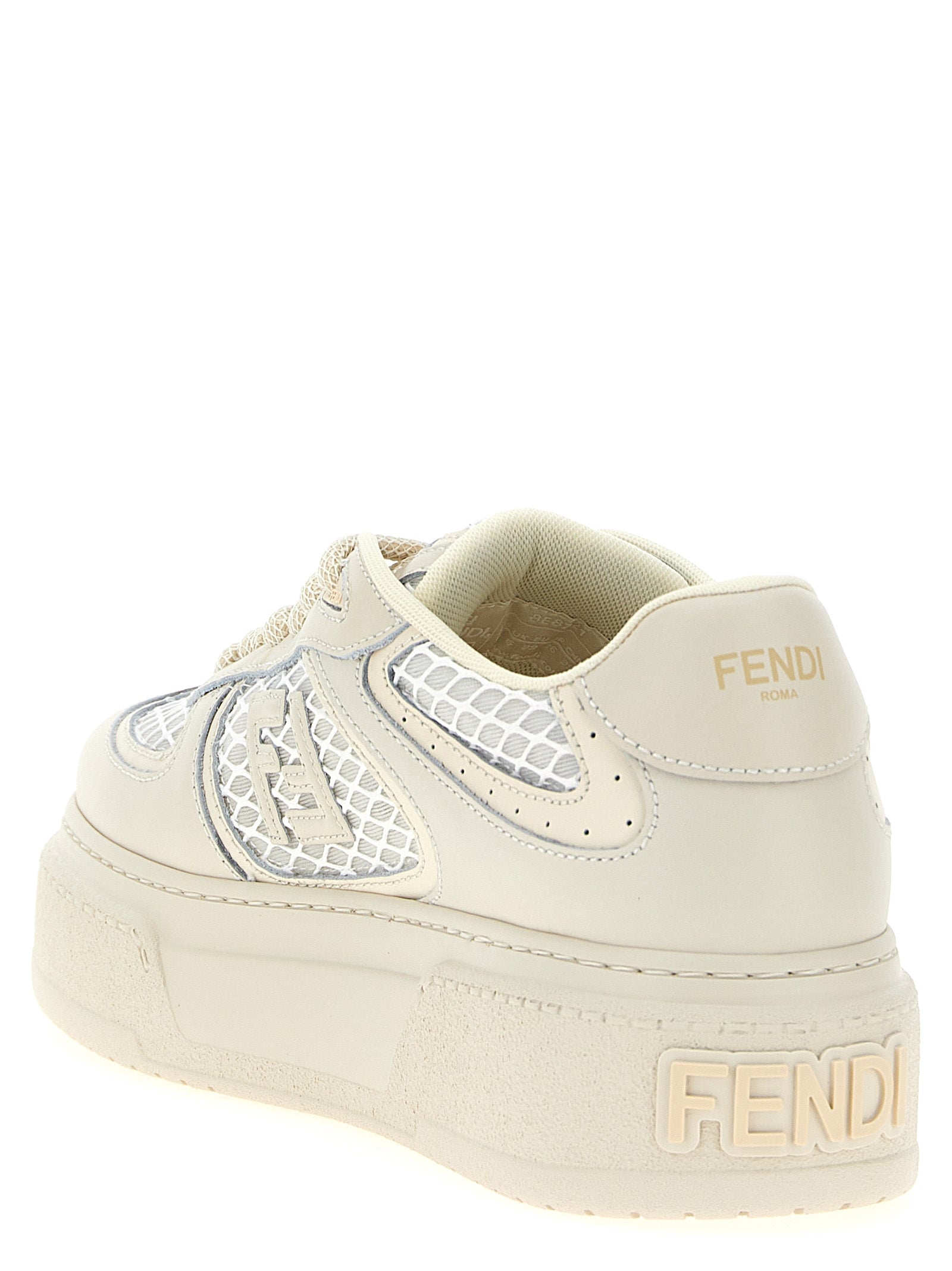 Fendi Beige Calfskin Platform Sneakers Curated Luxury Accessories by Orvyn
