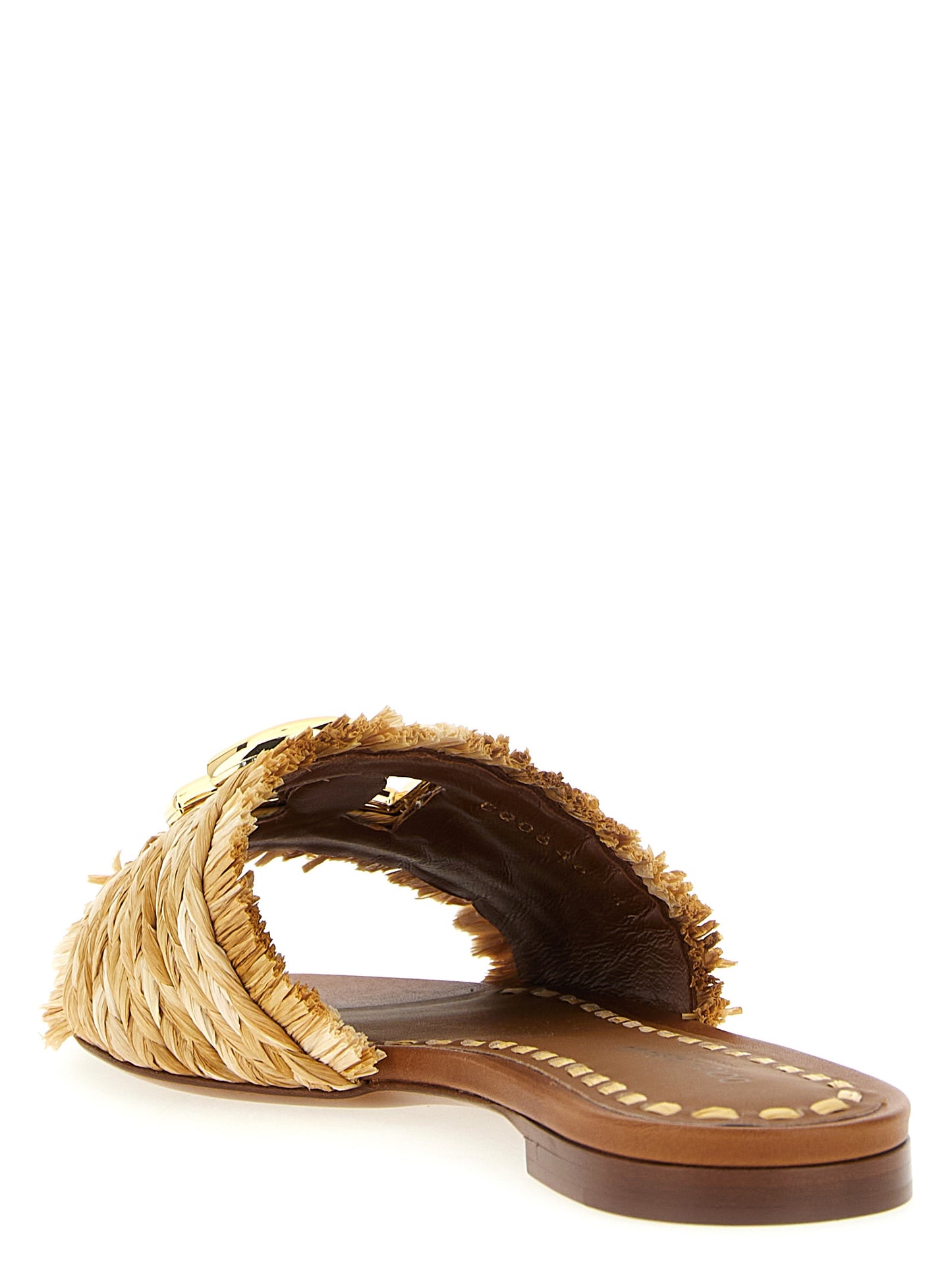 Dolce & Gabbana Brown Raffia Slides Curated Luxury Accessories by Orvyn