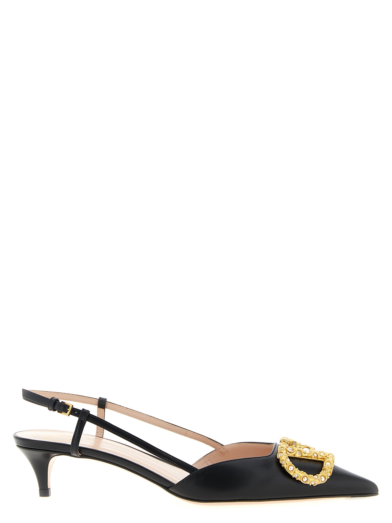 Valentino Garavani Black Calfskin Mid Heel Pumps Curated Luxury Accessories by Orvyn