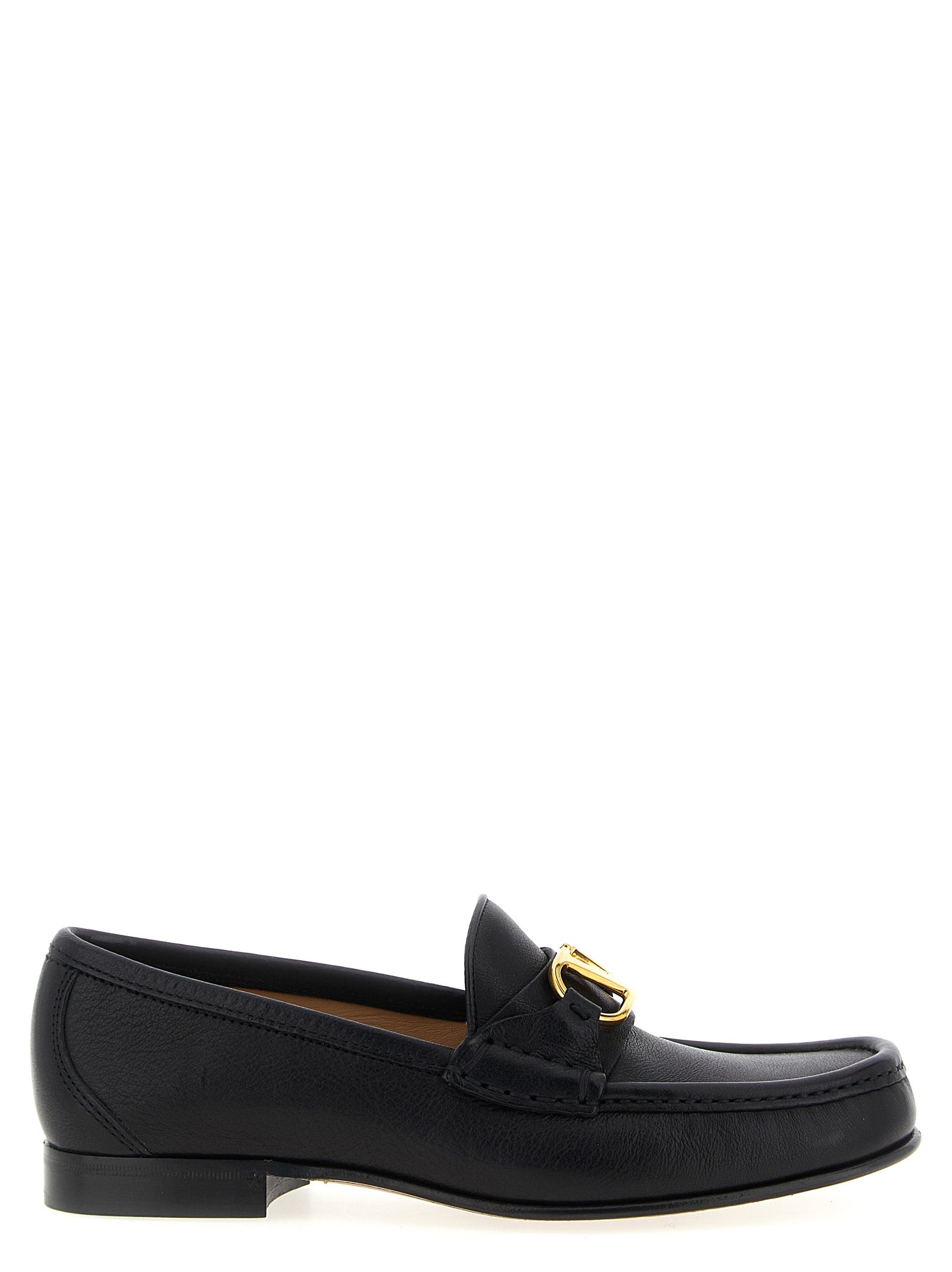 Valentino Garavani Black Buffalo Leather Slip-On Loafers Curated Luxury Accessories by Orvyn