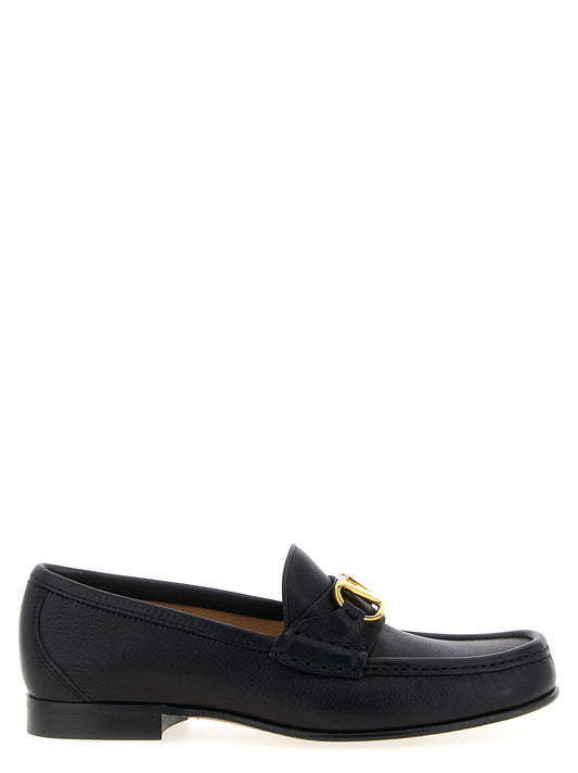 Valentino Garavani Black Buffalo Leather Slip-On Loafers Curated Luxury Accessories by Orvyn