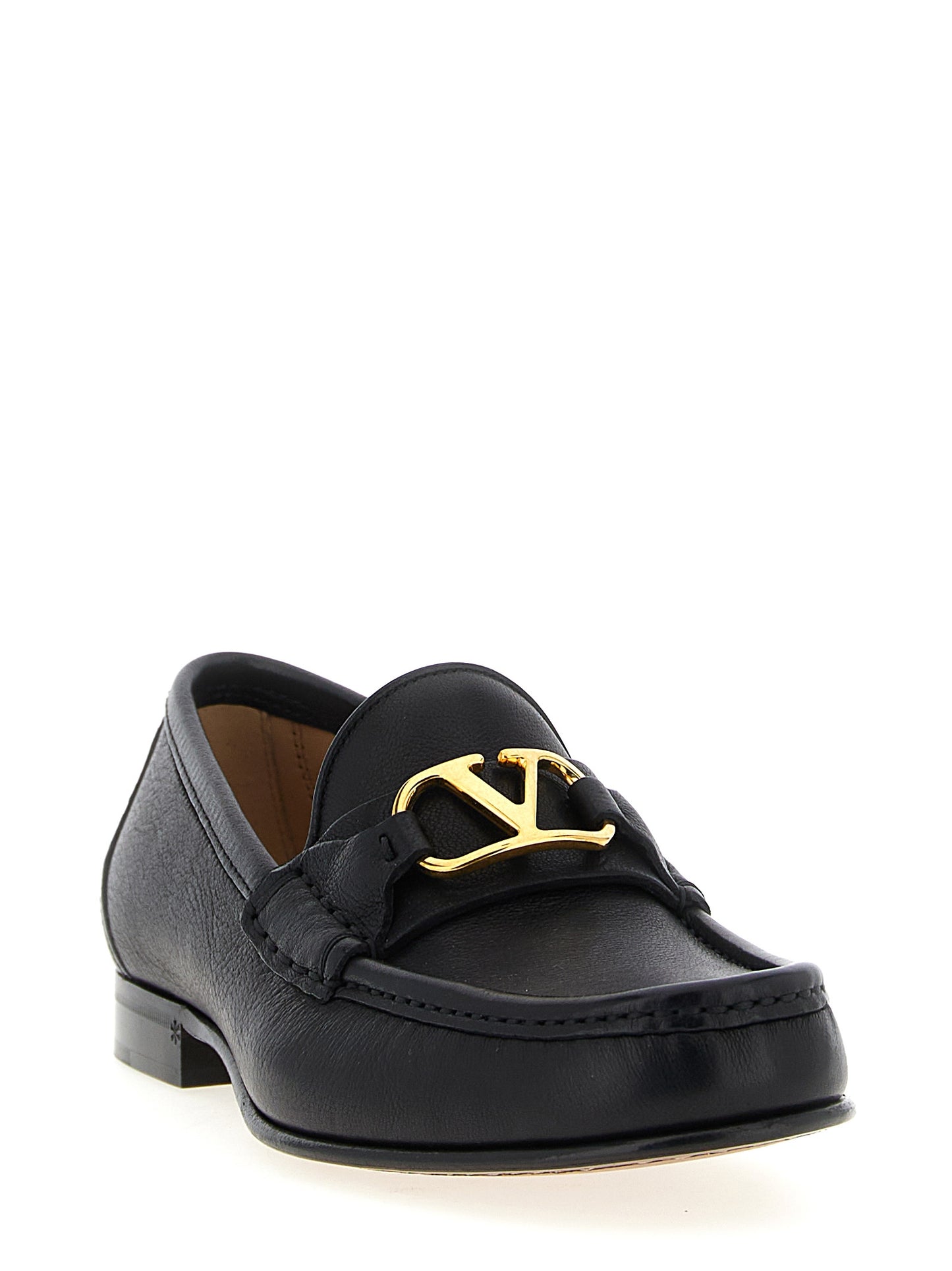 Valentino Garavani Black Buffalo Leather Slip-On Loafers Curated Luxury Accessories by Orvyn