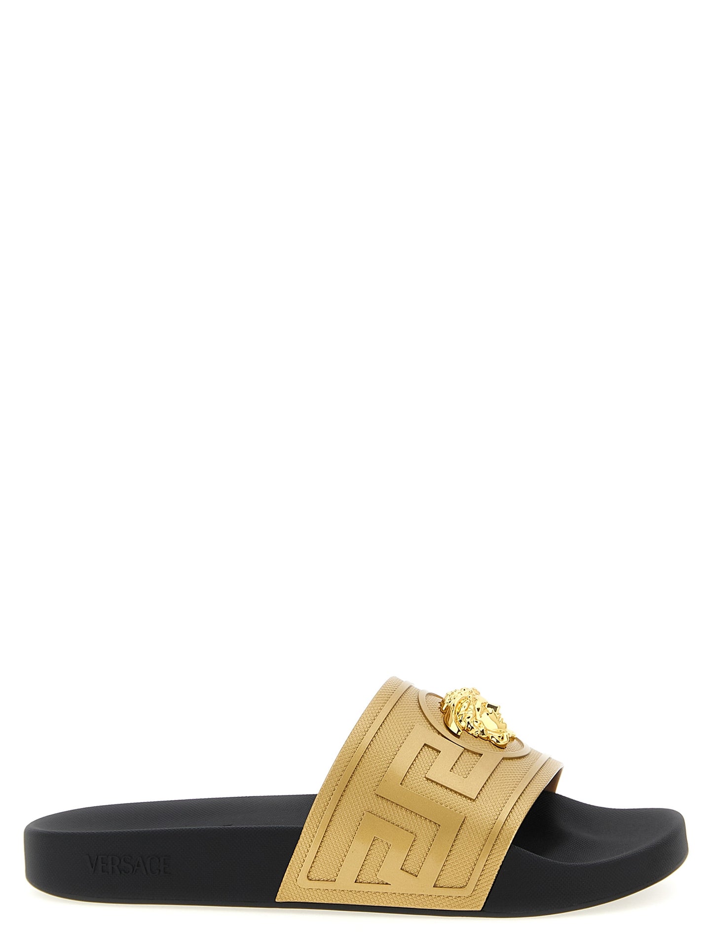 Versace Gold Glass Slides Curated Luxury Accessories by Orvyn