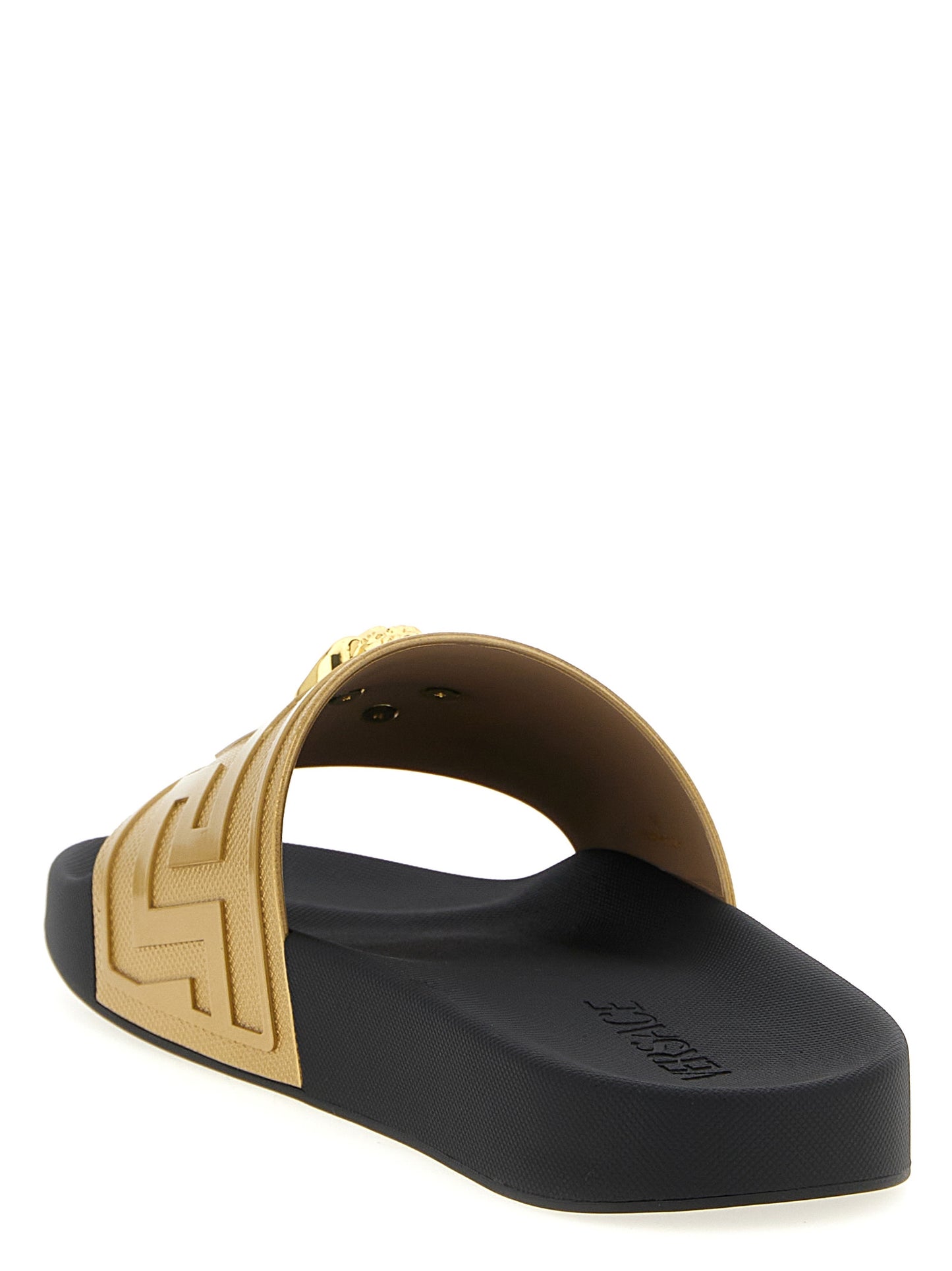 Versace Gold Glass Slides Curated Luxury Accessories by Orvyn