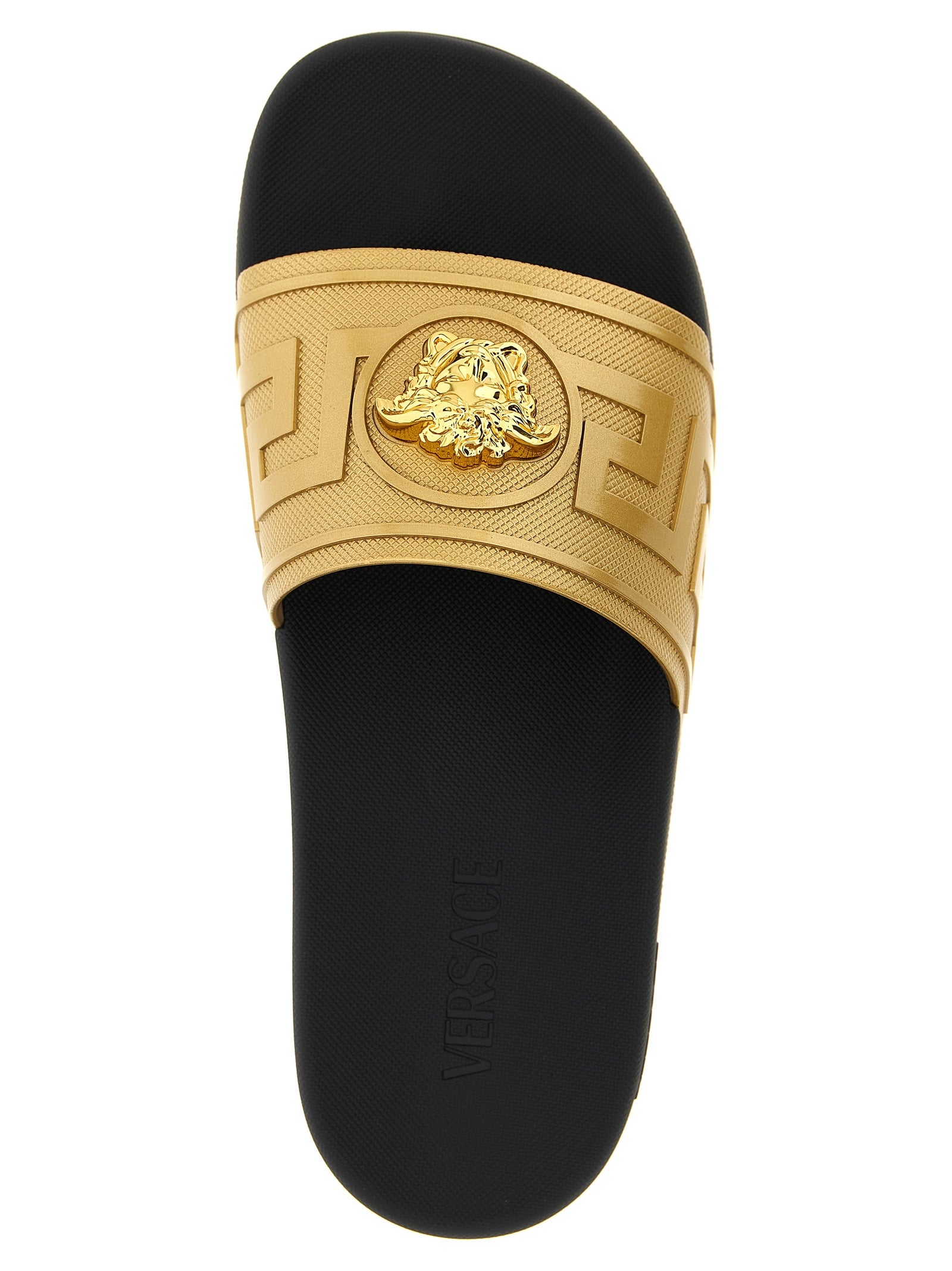 Versace Gold Glass Slides Curated Luxury Accessories by Orvyn